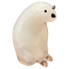 Große Eisbär-Skulptur aus Kunstglas von Murano-Glas Sommerso