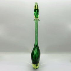 Large Sommerso Carafe F. Poli or M Pinzoni for Seguso, Uranium Glass
