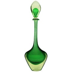 Large Sommerso Carafe F. Poli or M Pinzoni for Seguso, Uranium Glass