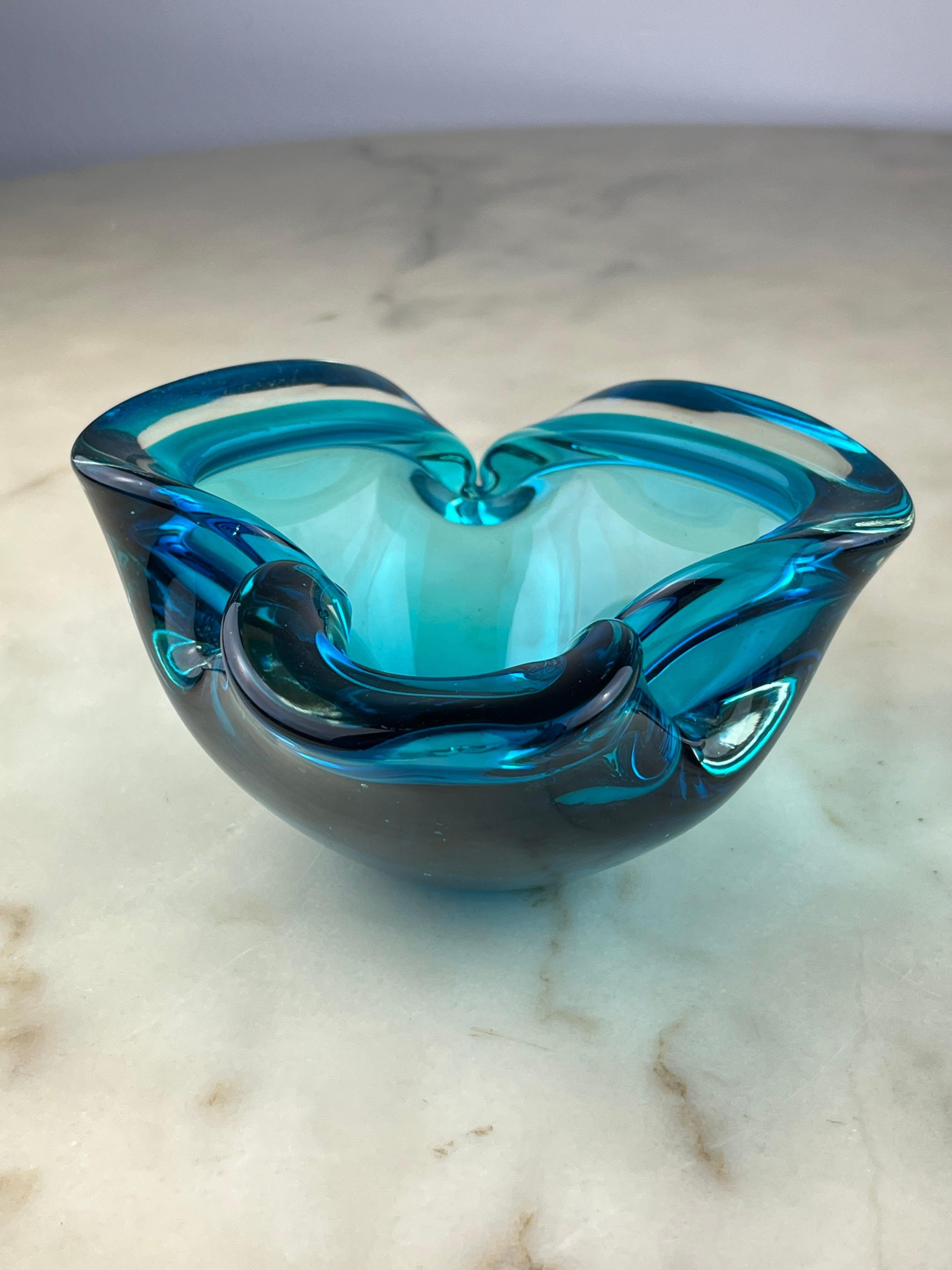 Large sommerso Murano glass ashtray/vase tray, Italy, 1960s.
 Purchased in Venice in 1963.
Intact.