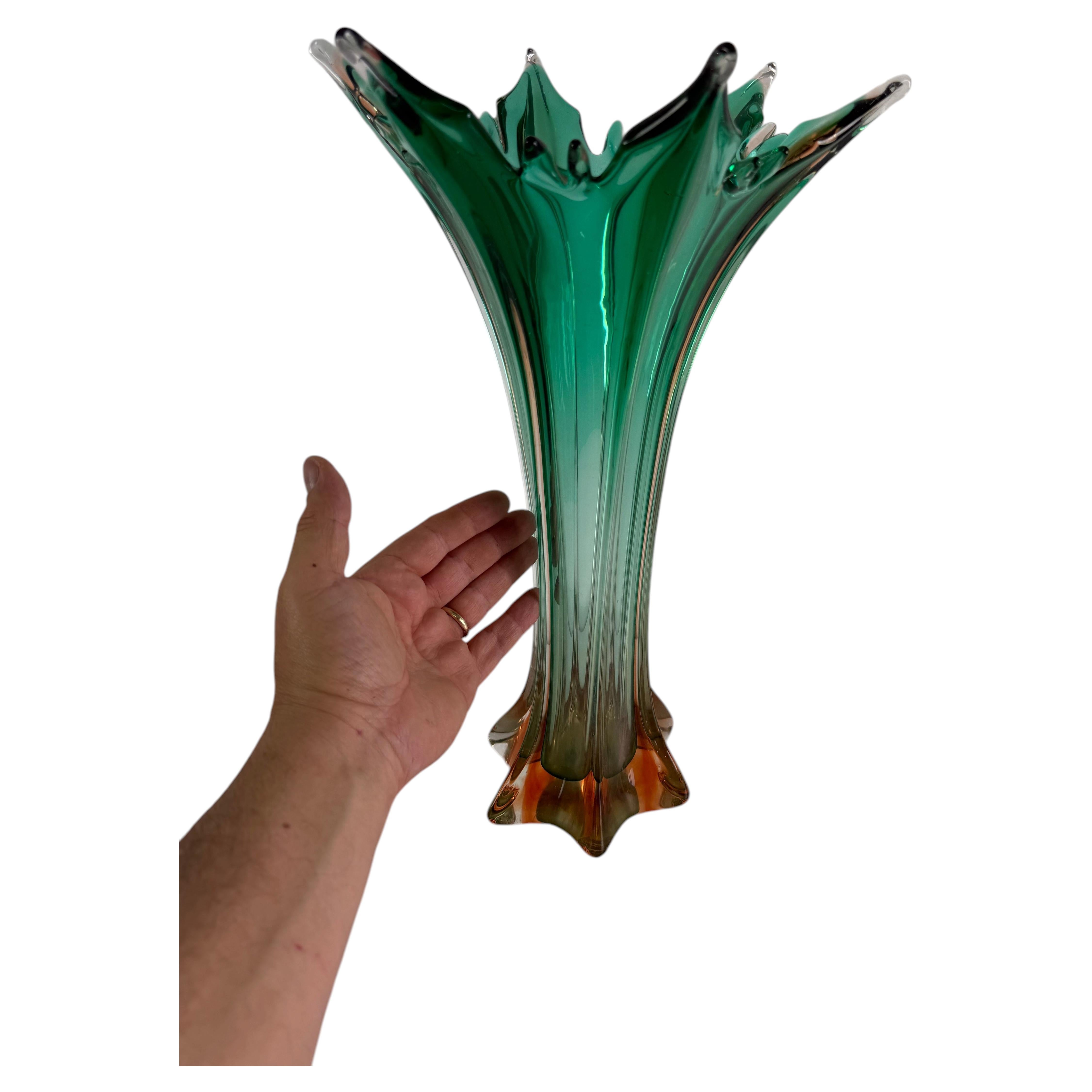 Large sommerso Murano glass Vase attributed to Seguso, 1940s