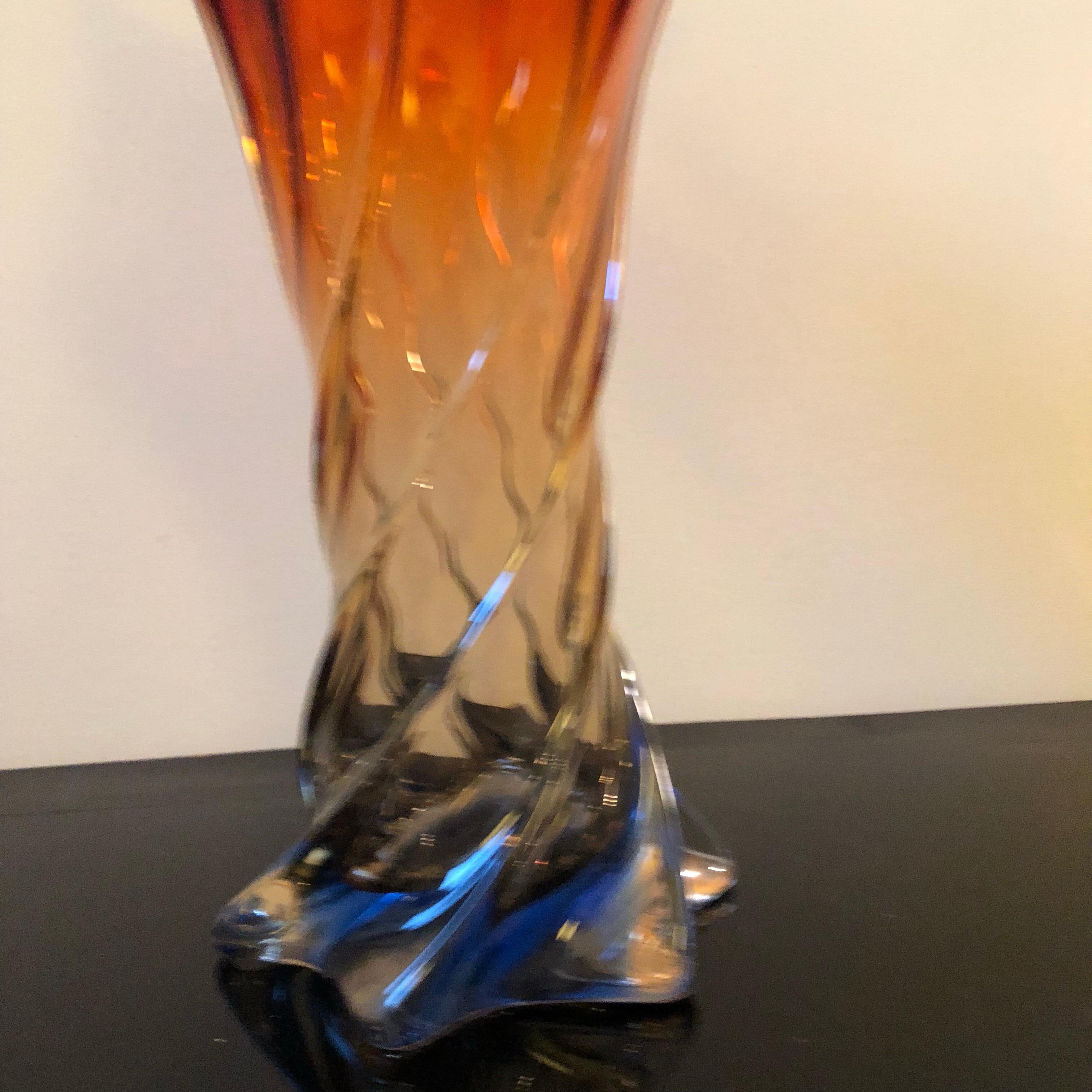 Large Sommerso Red and Blue Murano Glass Italian Vase, circa 1970 8