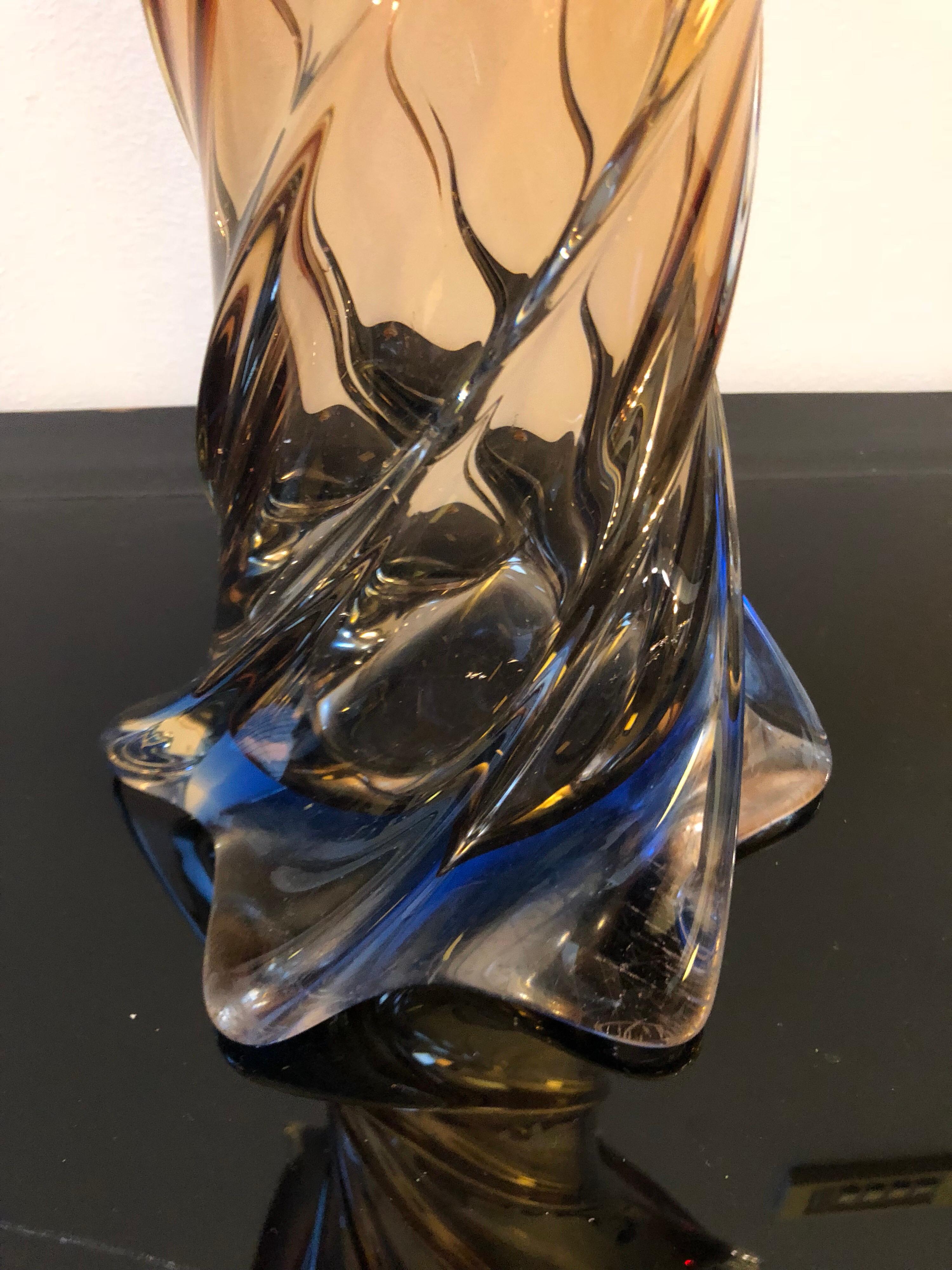 Mid-Century Modern Large Sommerso Red and Blue Murano Glass Italian Vase, circa 1970