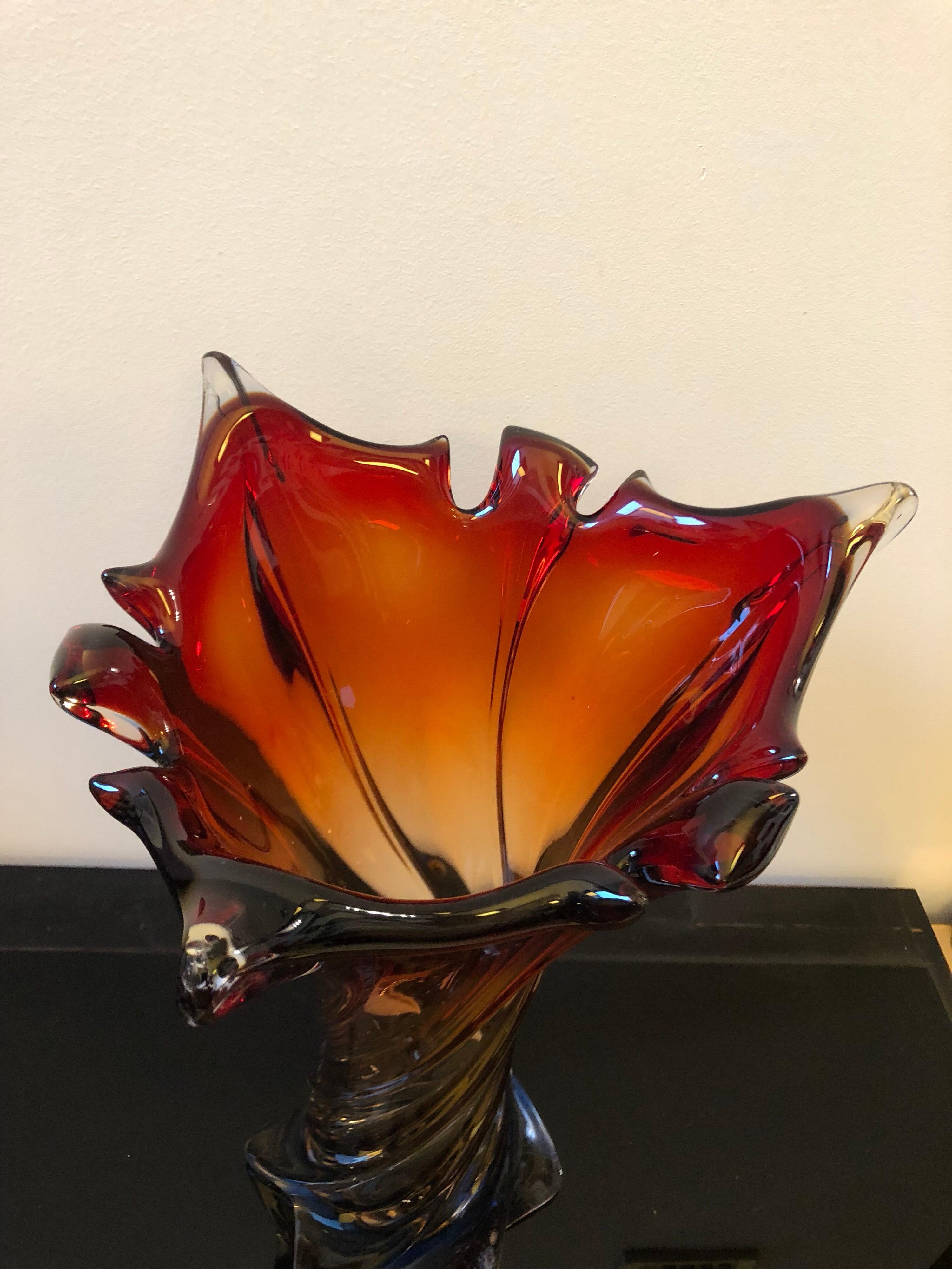 Large Sommerso Red and Blue Murano Glass Italian Vase, circa 1970 In Good Condition In Aci Castello, IT