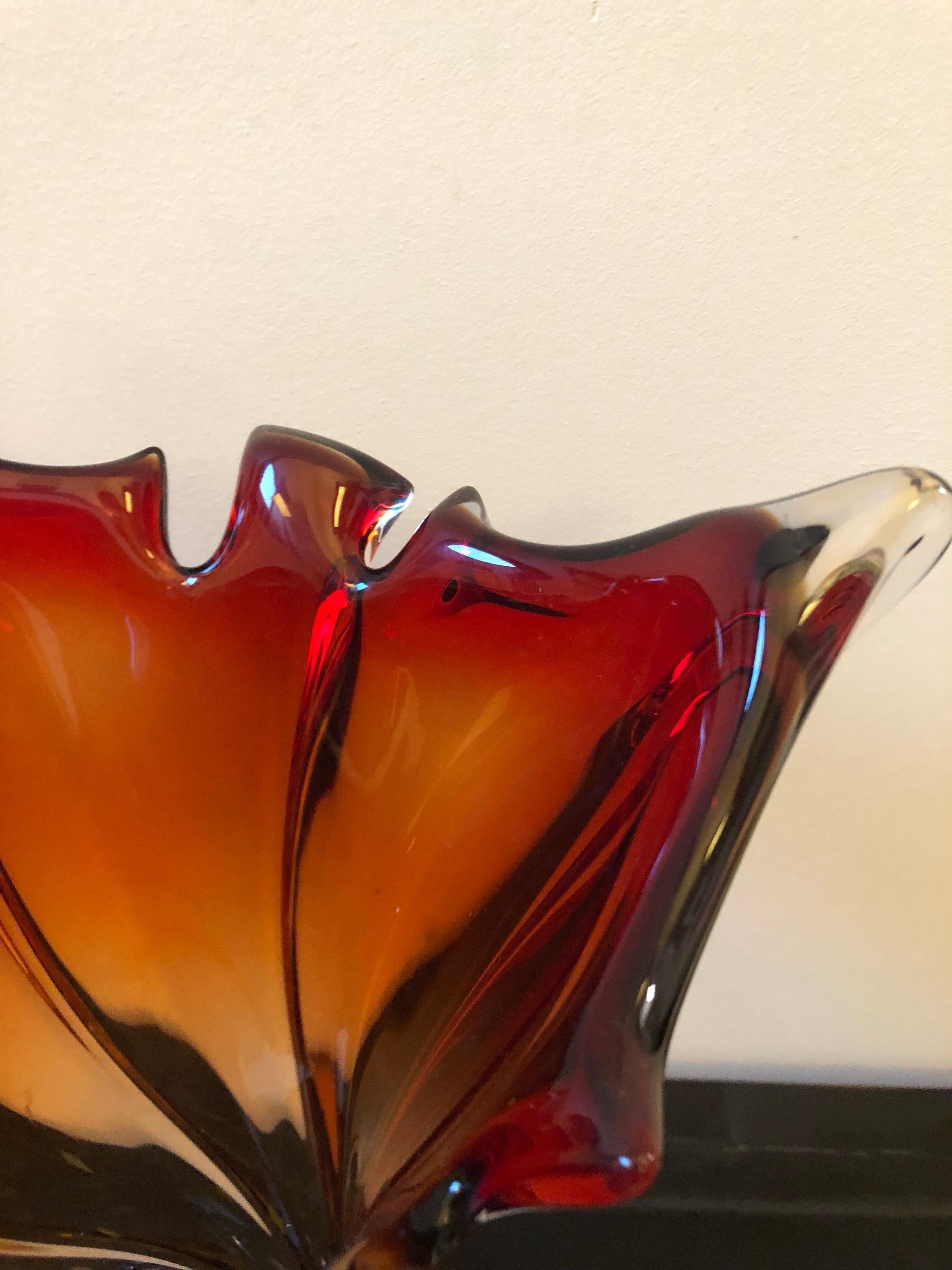 Large Sommerso Red and Blue Murano Glass Italian Vase, circa 1970 2
