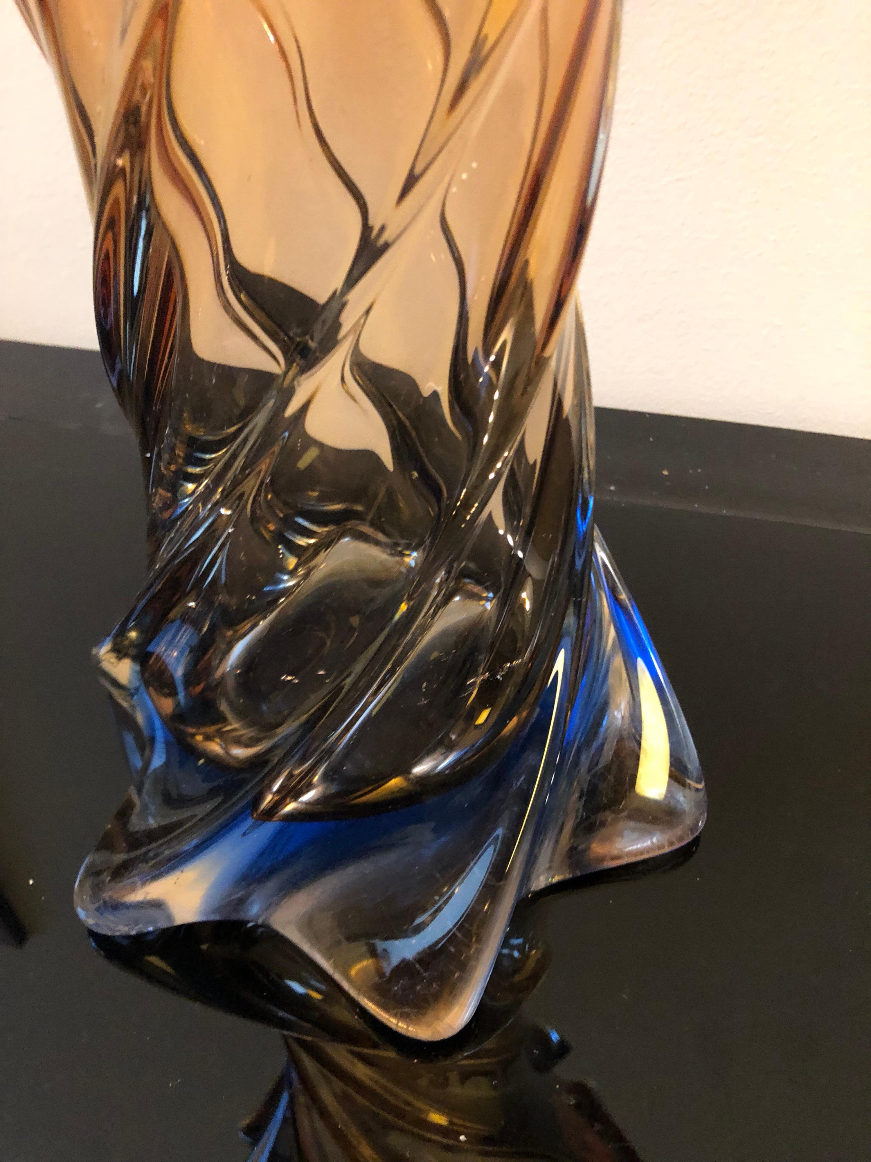 Large Sommerso Red and Blue Murano Glass Italian Vase, circa 1970 3