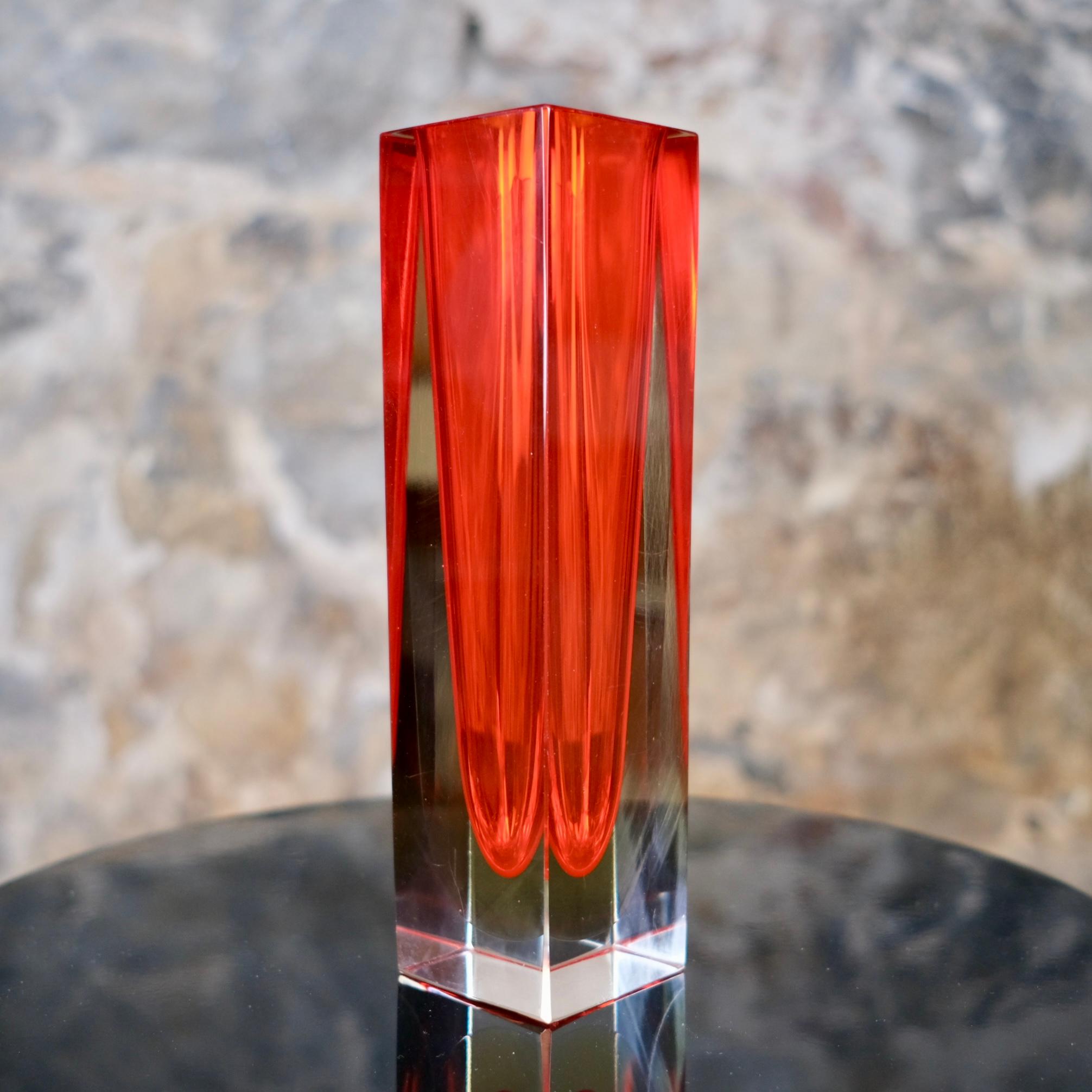 Mid-20th Century Large Sommerso vase in Murano glass, Italy, 1960s For Sale
