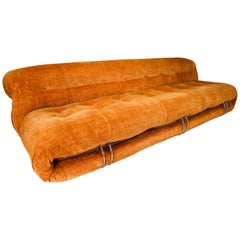Large "Soriana" Sofa by Afra & Tobia Scarpa for Cassina in Original Gold Fabric 