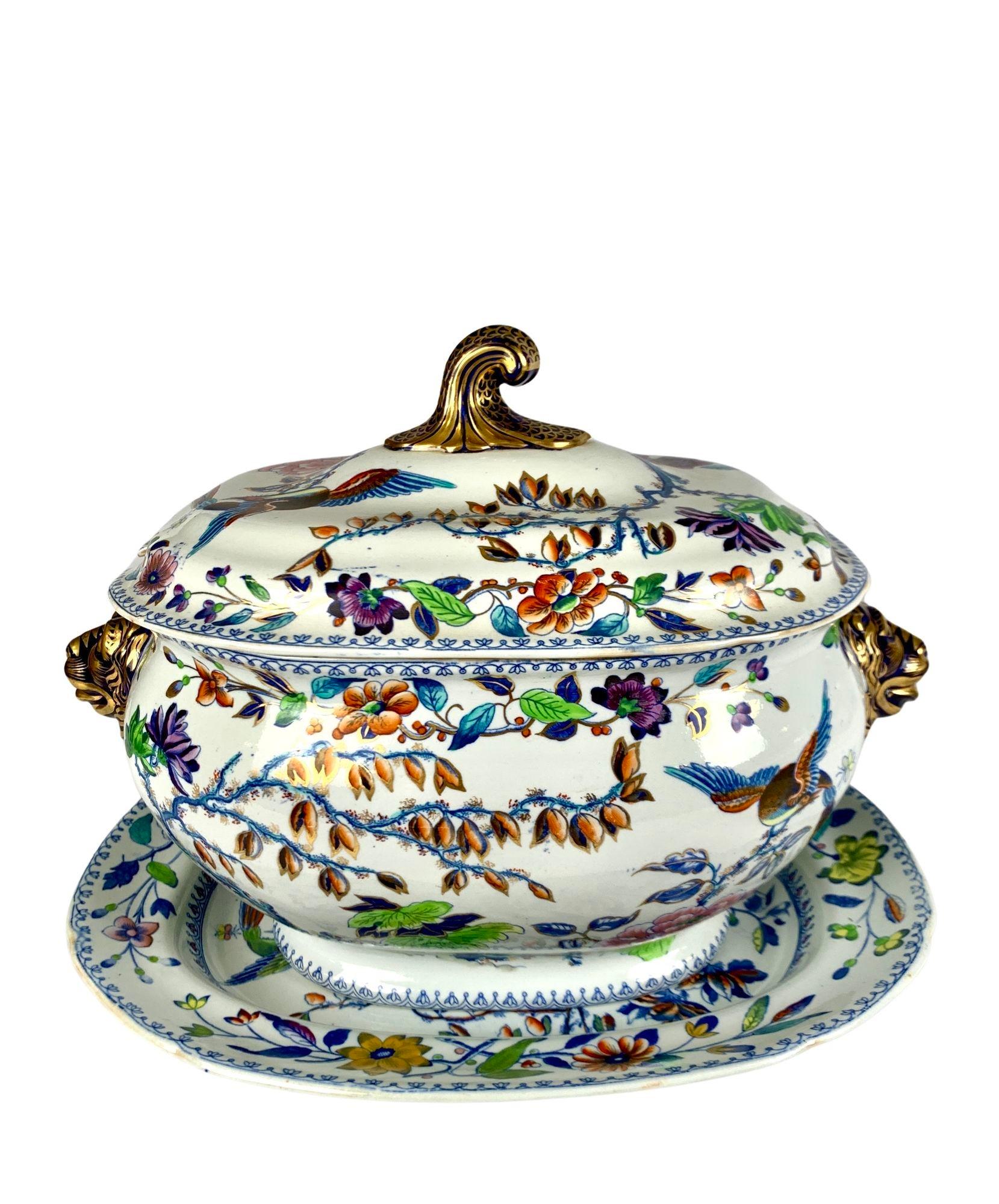 The Davenport flying bird pattern has been much sought after since it was first made in England circa 1813.
This lively and colorful pattern features an elegant bird with a long tail flying above a garden with exquisite leaves and beautiful
