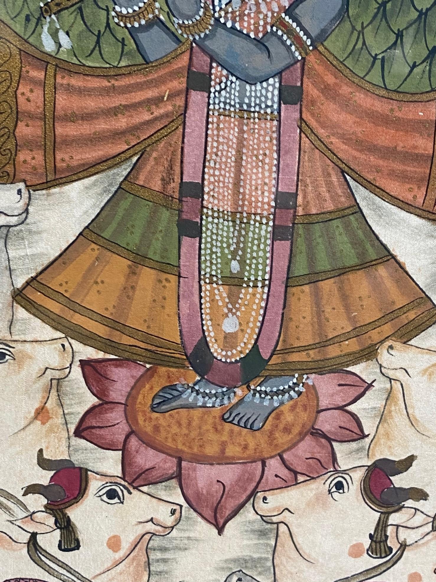 Large South Indian India Asian Hindu Lord Krishna Original Pichwai Painting 6