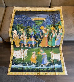 Large South Indian India Asian Hindu Lord Krishna Original Pichwai Painting