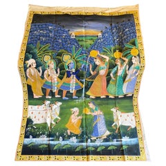 Large South Indian India Asian Hindu Lord Krishna Original Pichwai Painting