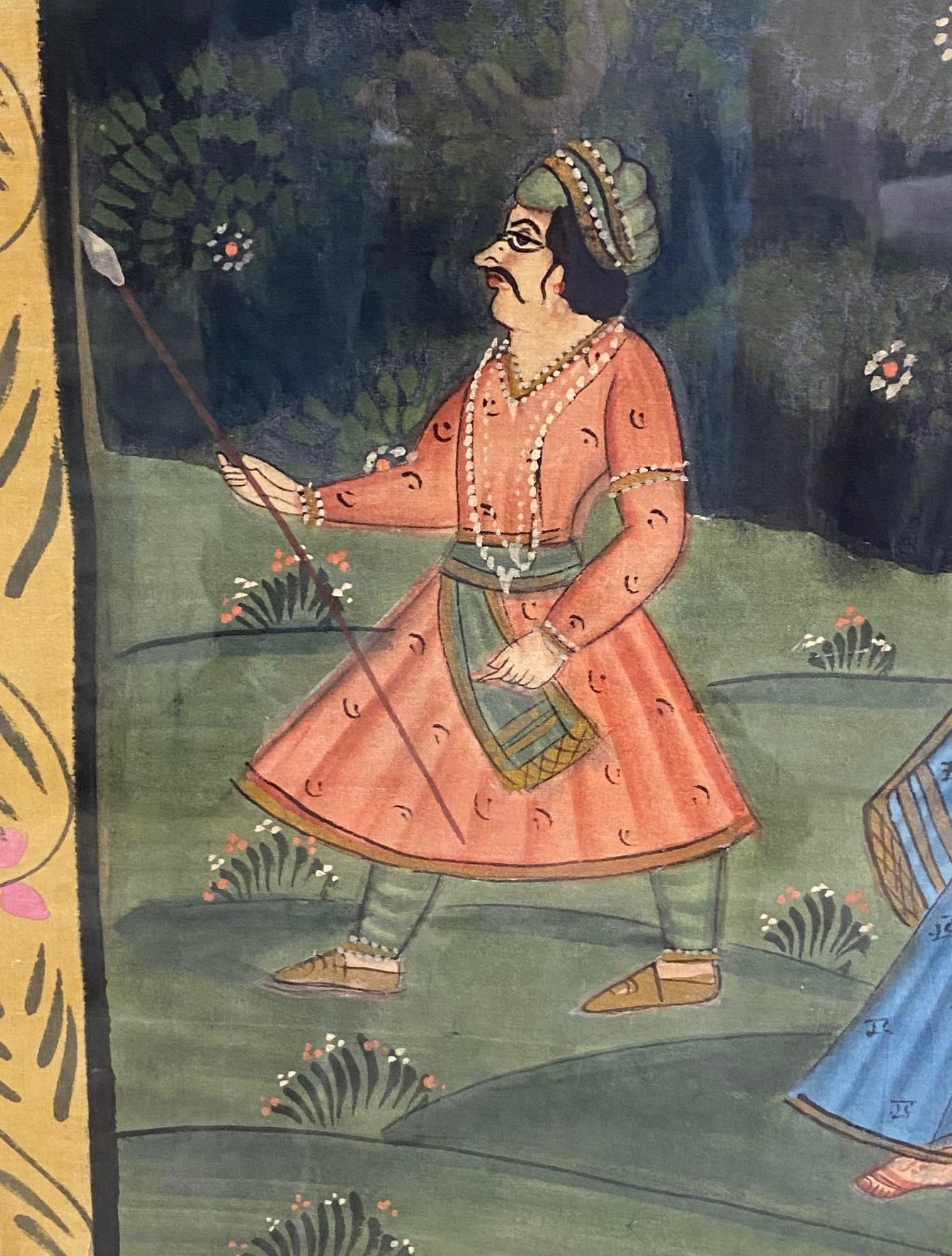 Grande dipinto di processione di elefanti dell'India meridionale asiatica originale di Pichwai In condizioni buone in vendita a Studio City, CA
