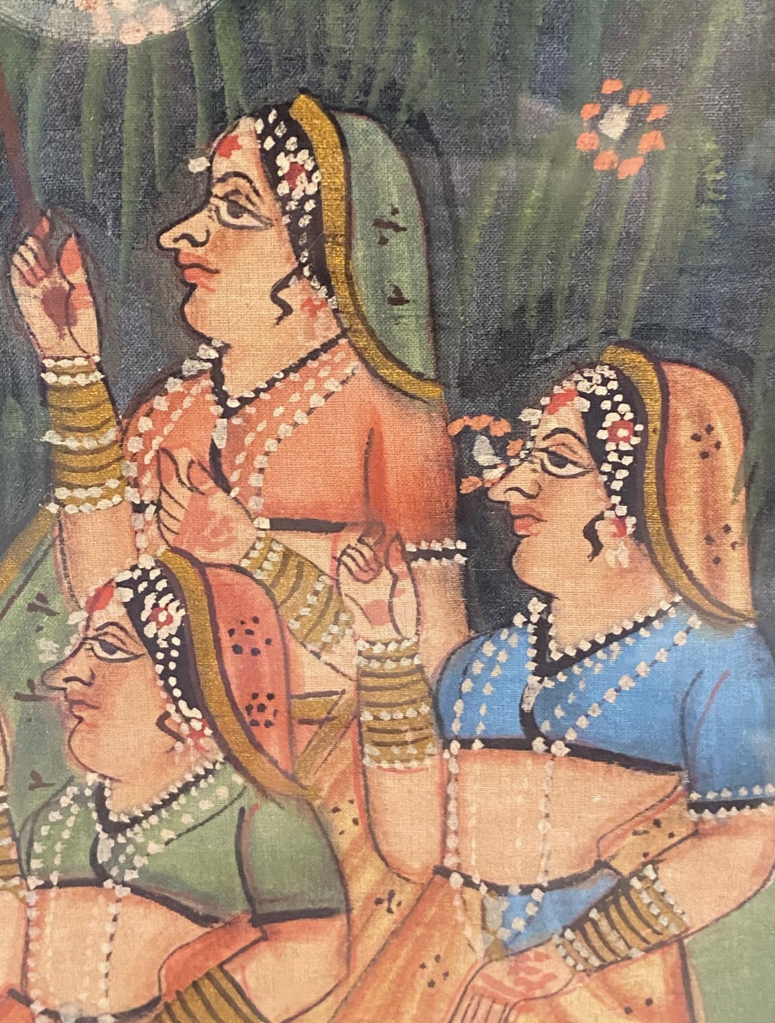 20ième siècle Grande peinture originale de Pichwai représentant une procession d'éléphants, Inde du Sud-Inde en vente
