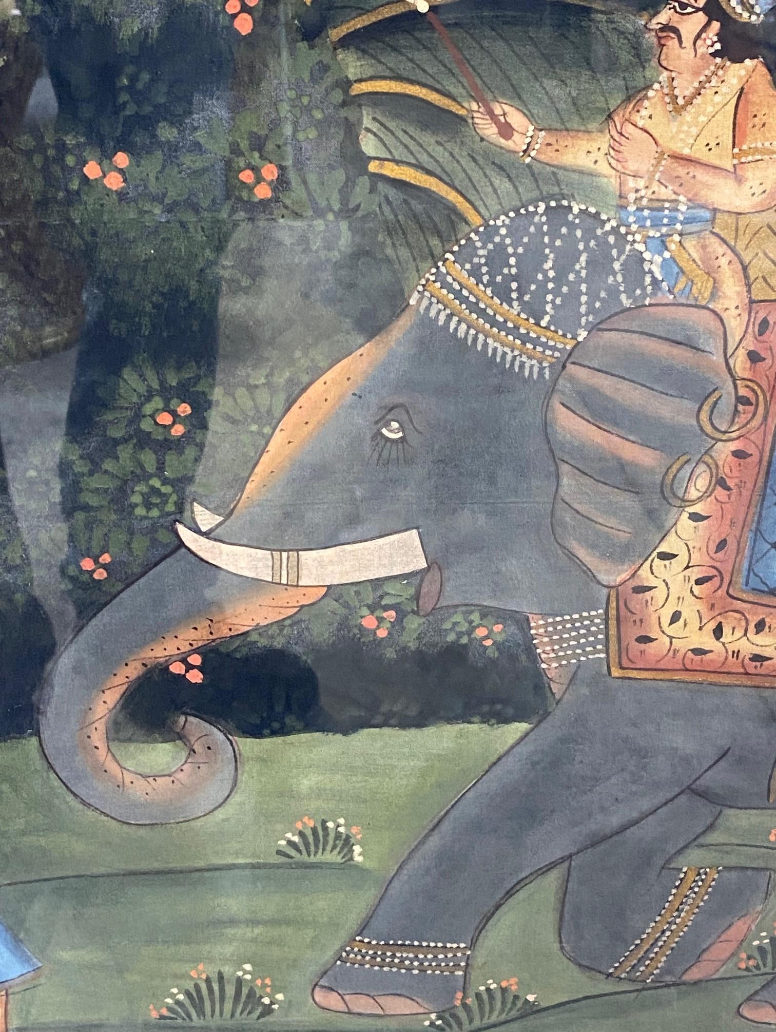 Großes Original-Kichwai-Gemälde einer Elefanten-Prozession aus Südindien, Indien, Asien im Angebot 1