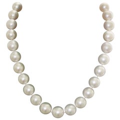 Large South Sea Pearl Necklace with 18 Karat Diamond Clasp