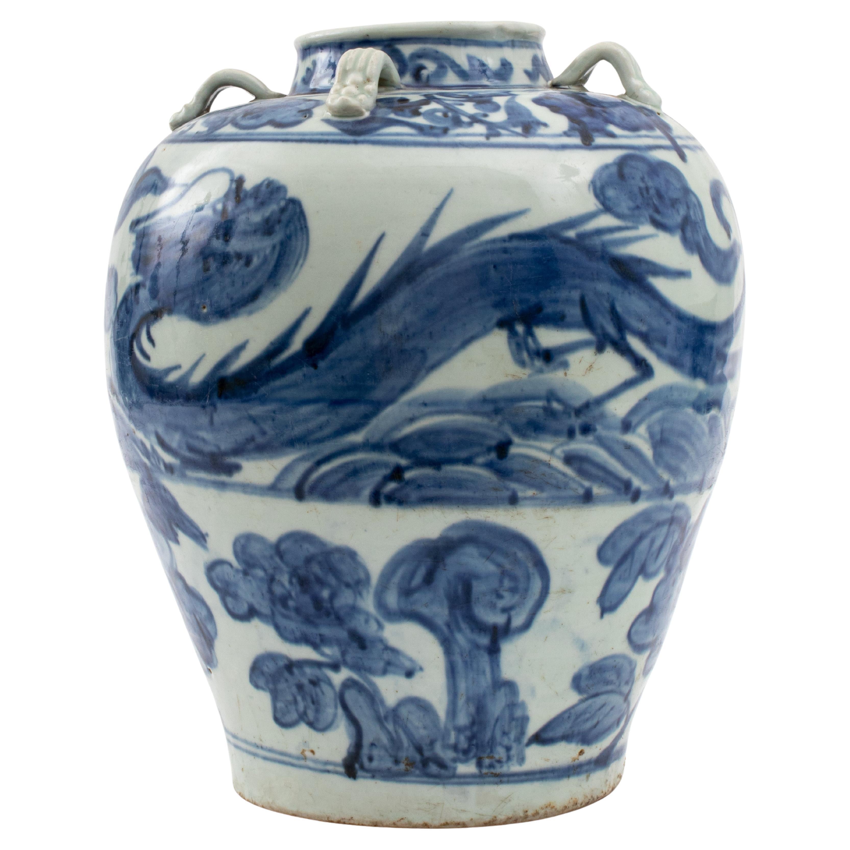 Large Southeast Asian Blue Glaze Meiping Ceramic Vase