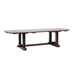 Large Southern French Oak Trestle Dining Table from the Early 20th Century