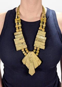 Large Southwestern Gaspeite & Silver Chunky Necklace