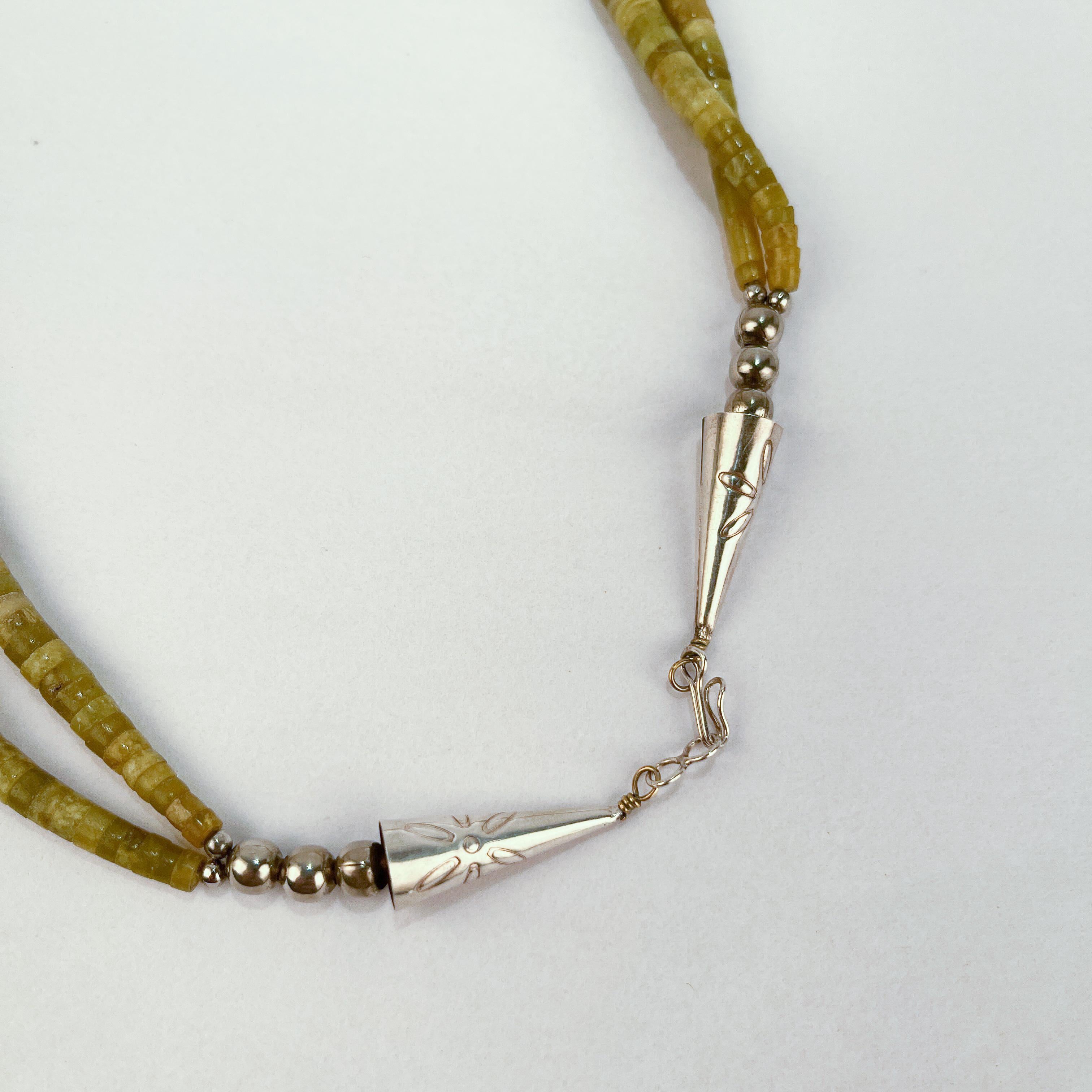 Große Halskette aus Gaspeit und Silber im Navajo-Stil aus dem Südwesten im Angebot 3