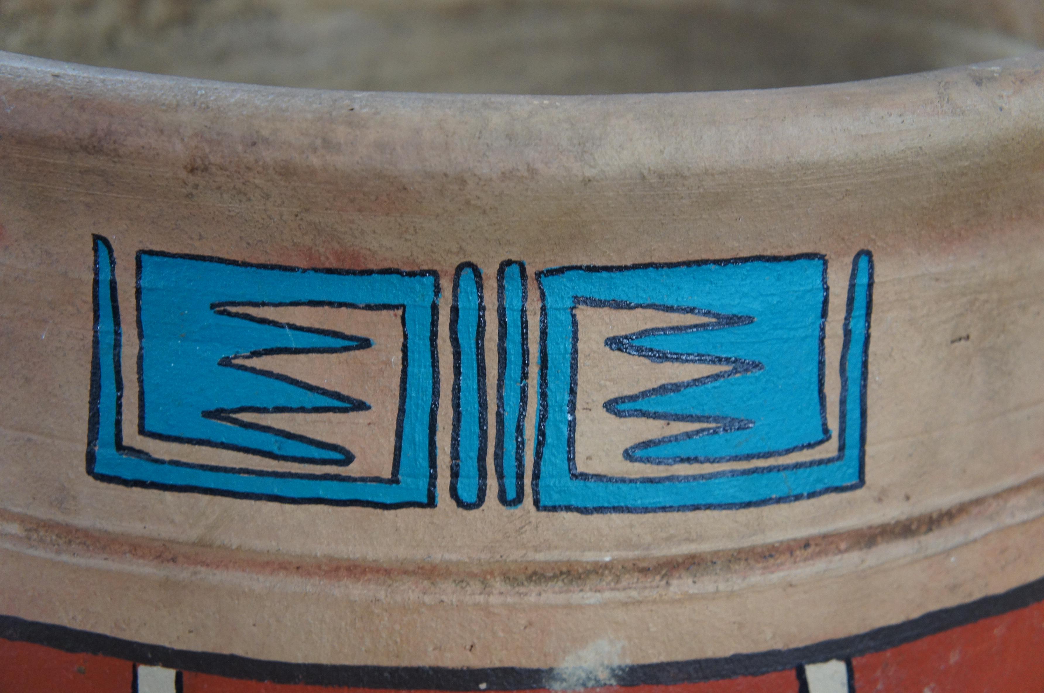 Vaso grande Southwestern dipinto a mano in ceramica di argilla in vendita 2