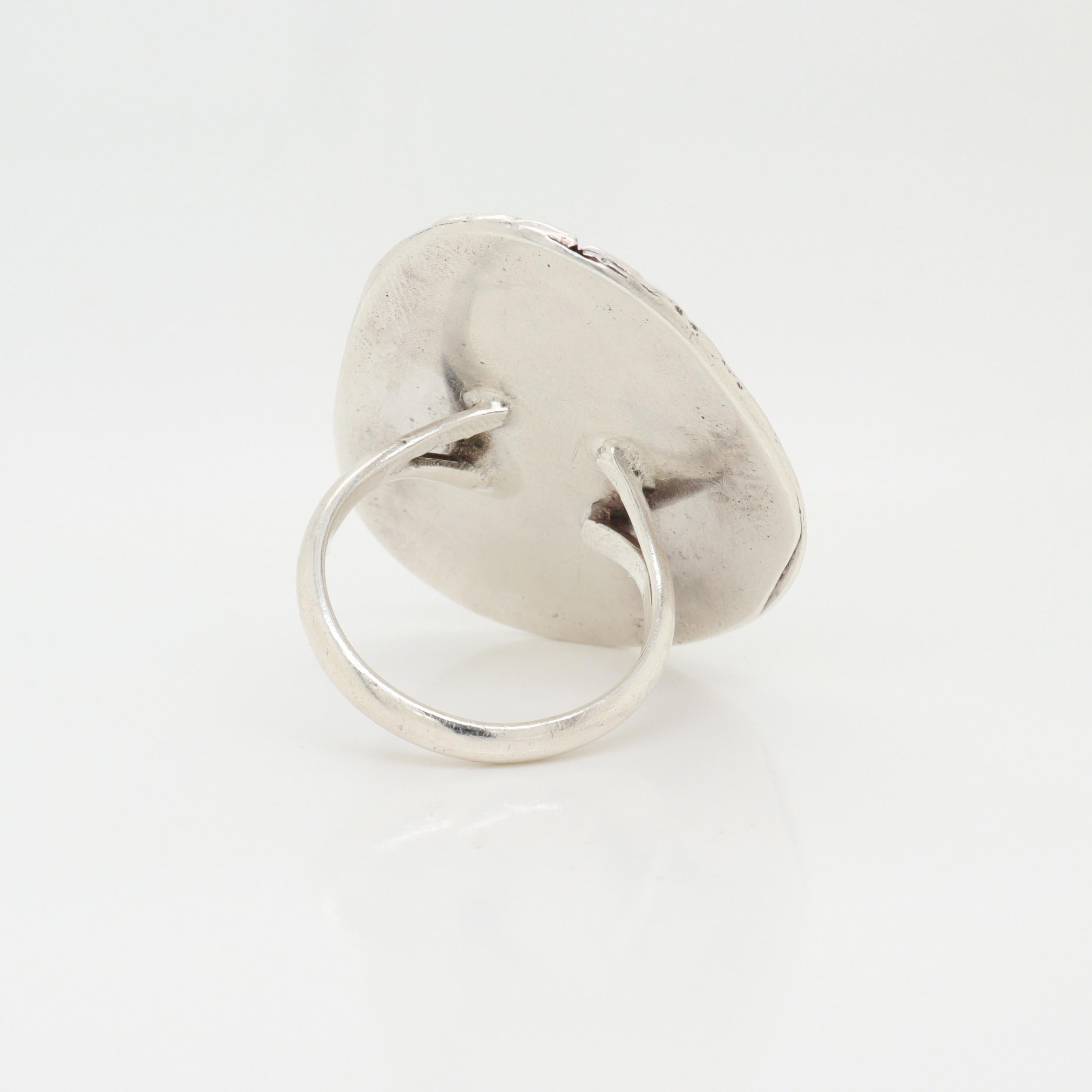Grande anello sud-occidentale in argento e turchese cabochon in vendita 4
