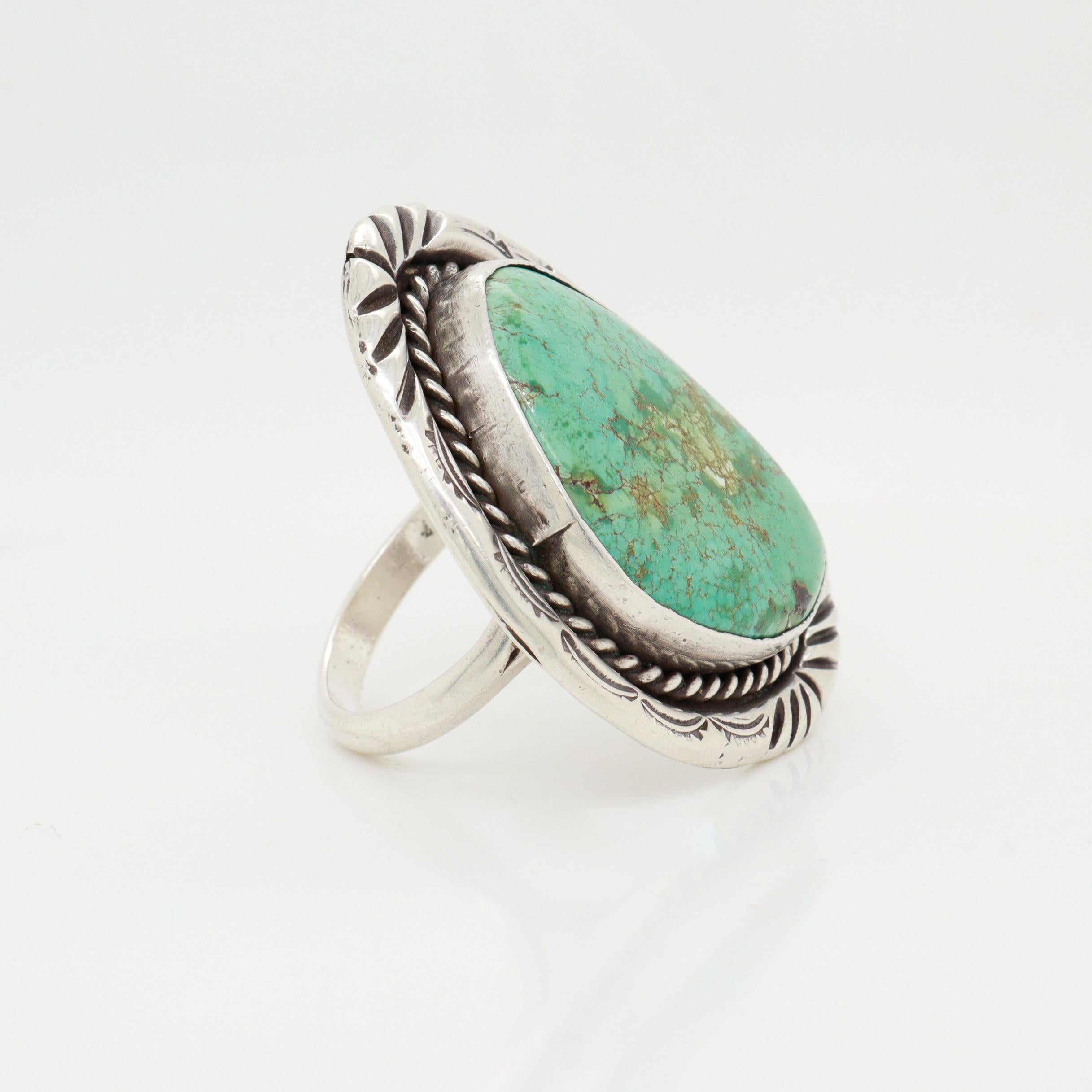 Grande anello sud-occidentale in argento e turchese cabochon in vendita 5