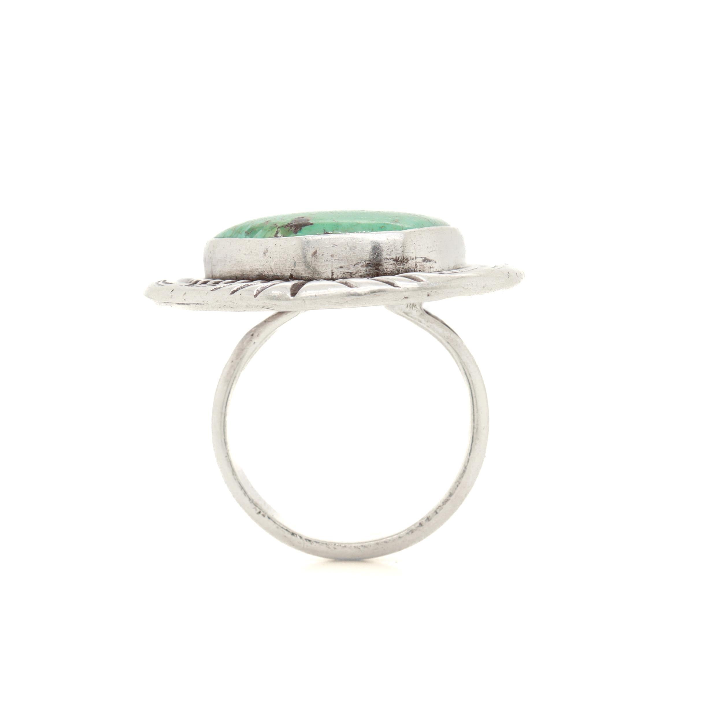 Grande anello sud-occidentale in argento e turchese cabochon in vendita 6