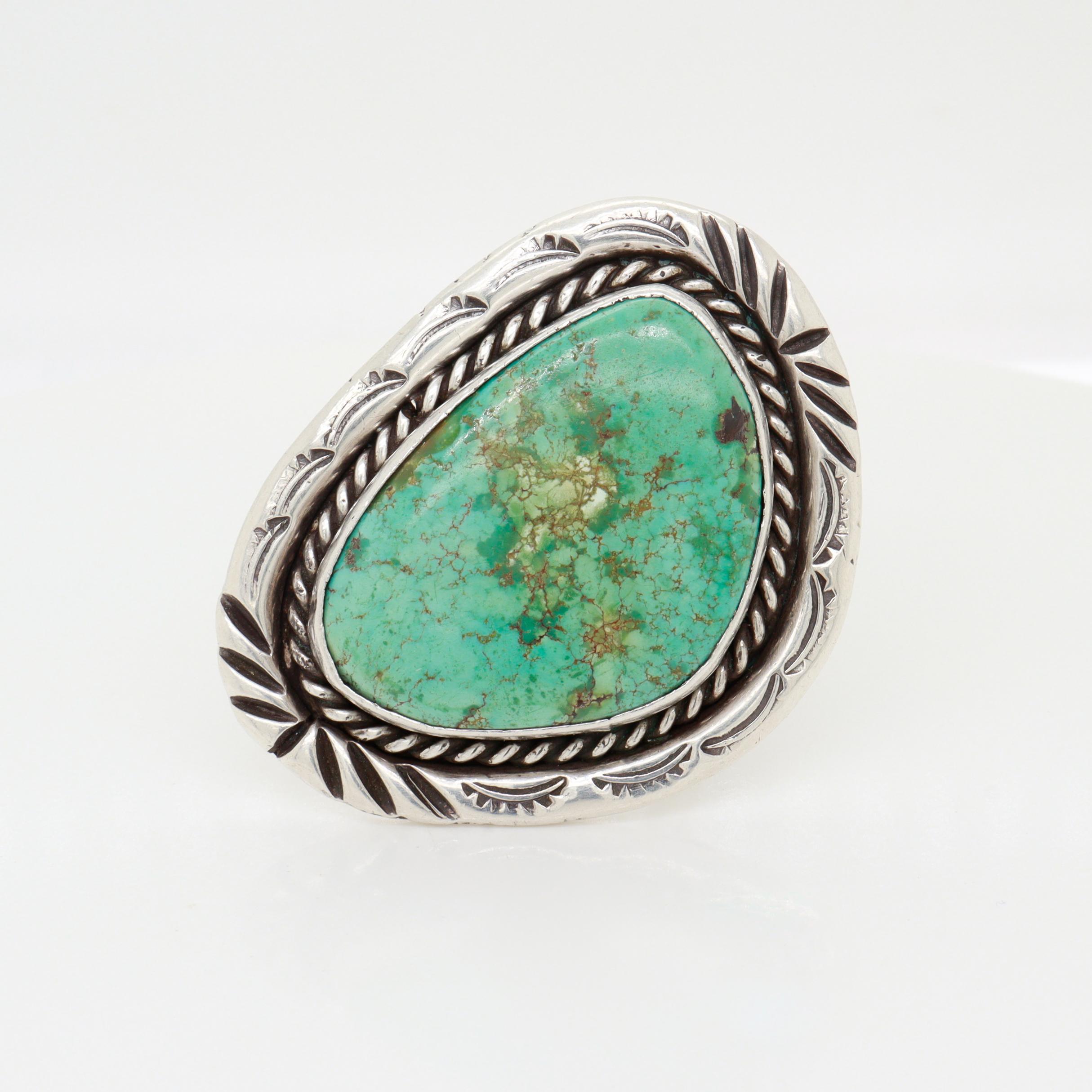 Grande anello sud-occidentale in argento e turchese cabochon in vendita 2