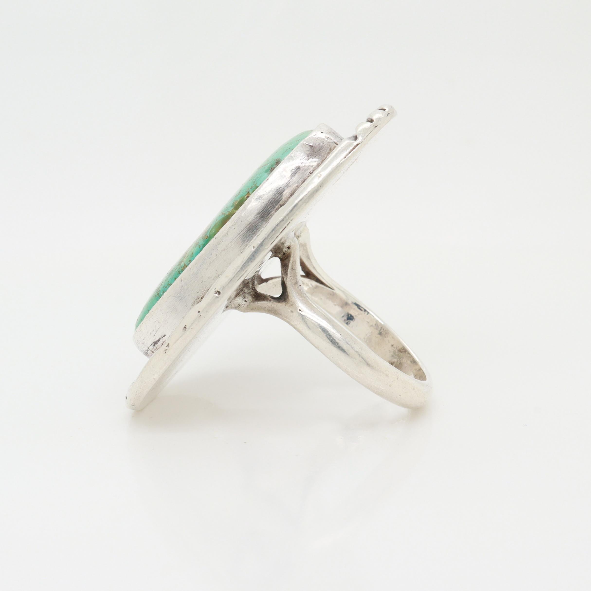 Grande anello sud-occidentale in argento e turchese cabochon in vendita 3