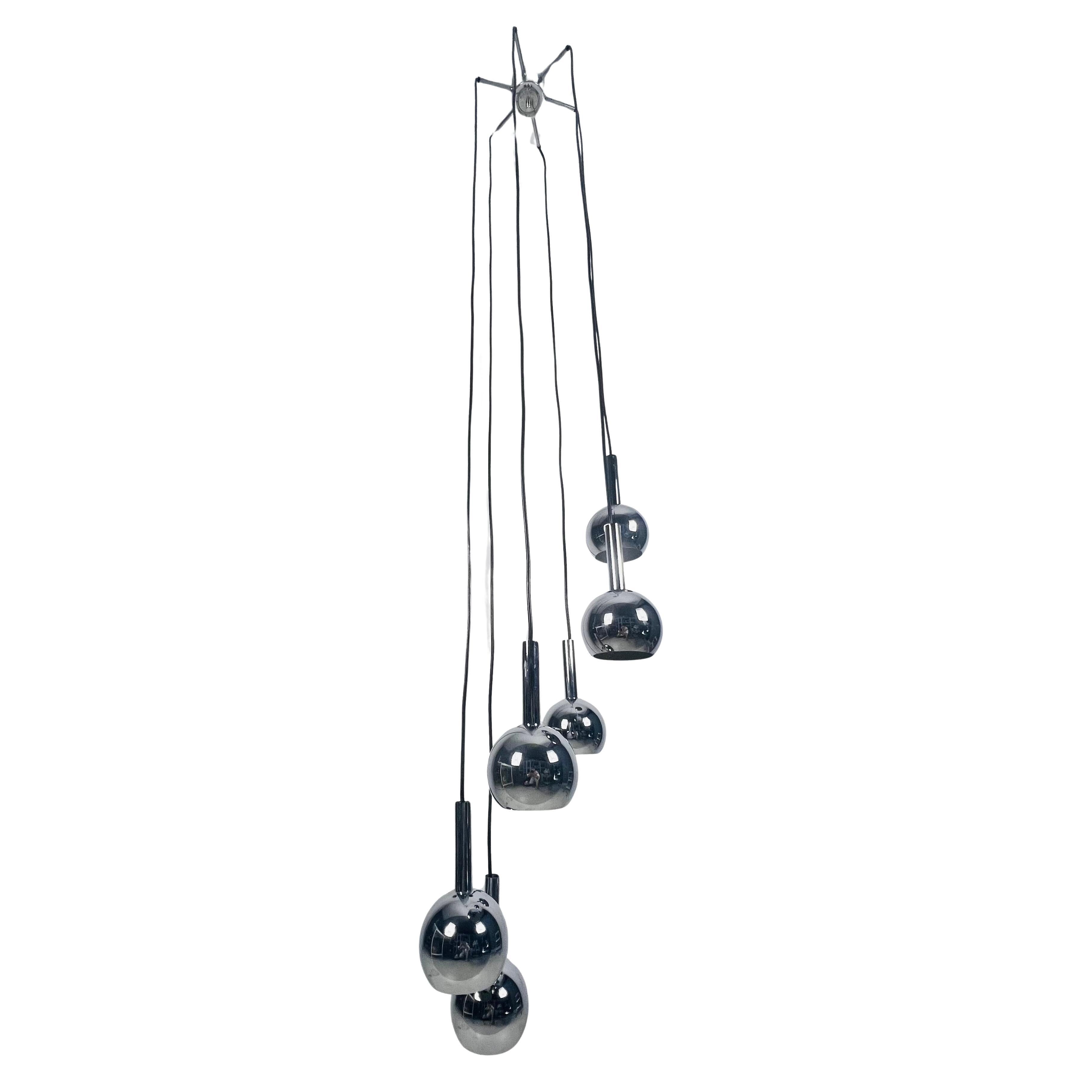 Large Space Age Chrome Cascade Pendant Lamp, Germany, 1970s