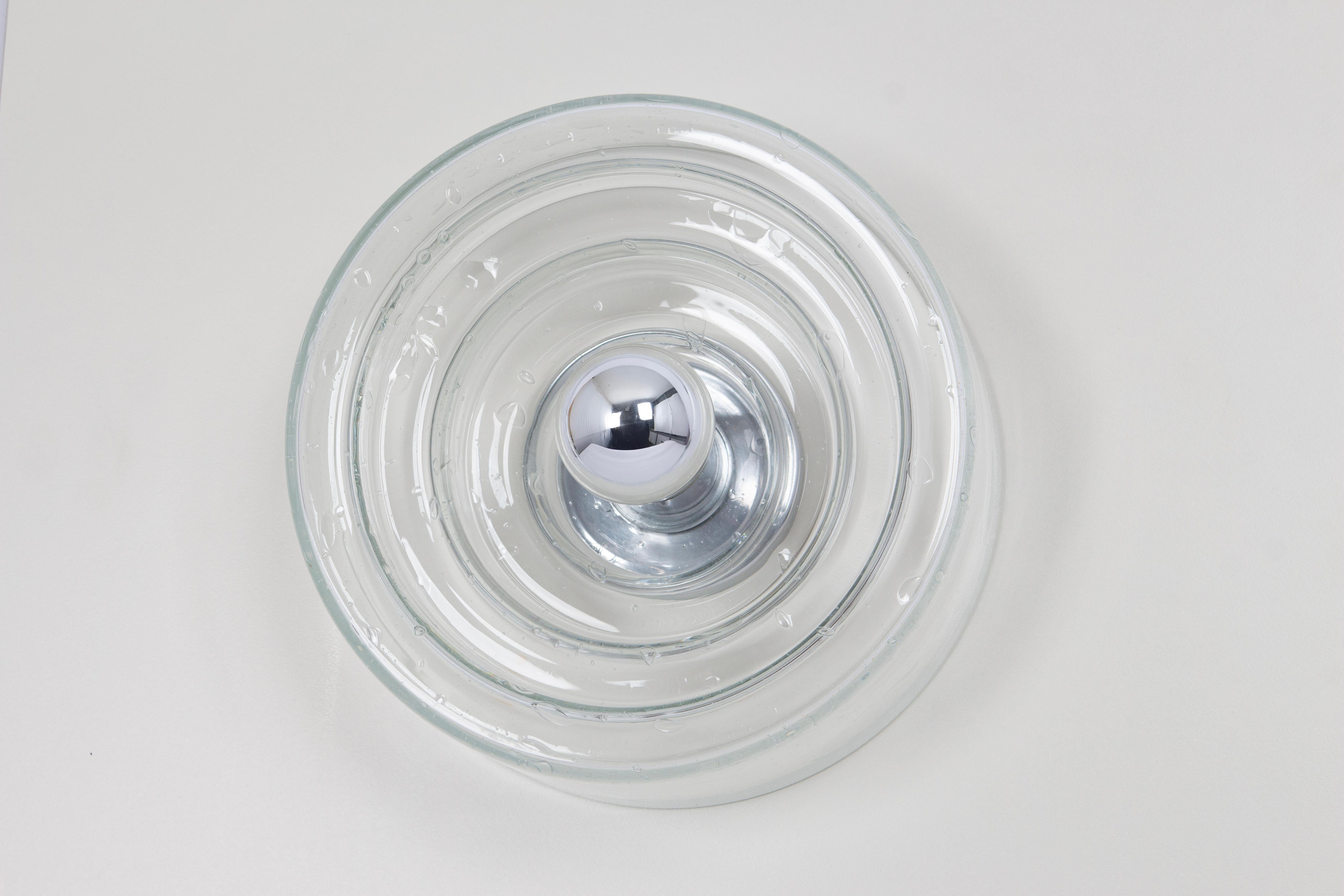 Large Space Age Clear Glass Wall Light by Kalmar, Germany, 1960s For Sale 4