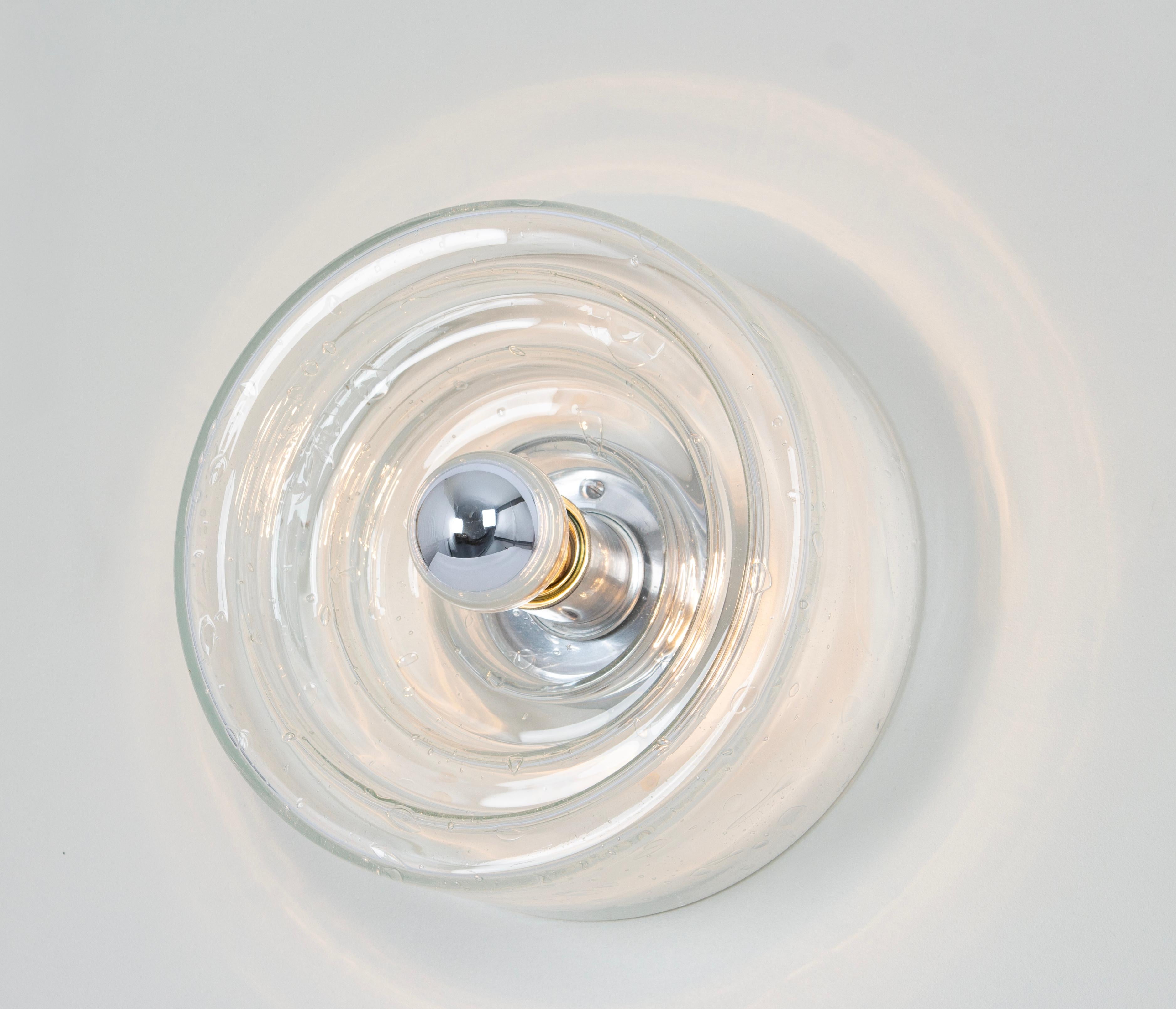 Large Space Age Clear Glass Wall Light by Kalmar, Germany, 1960s For Sale 5