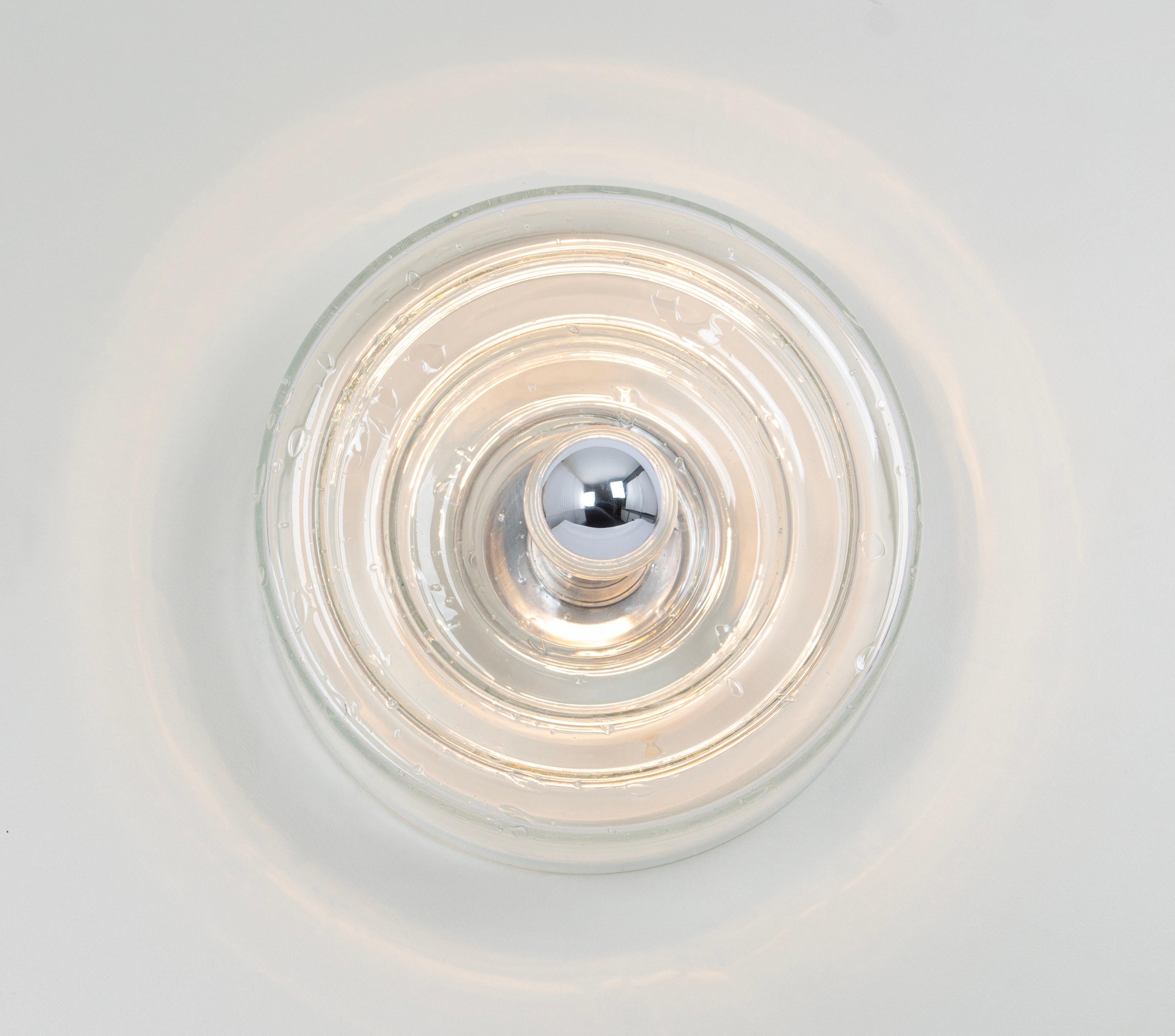 Large Space Age Clear Glass Wall Light by Kalmar, Germany, 1960s For Sale 6