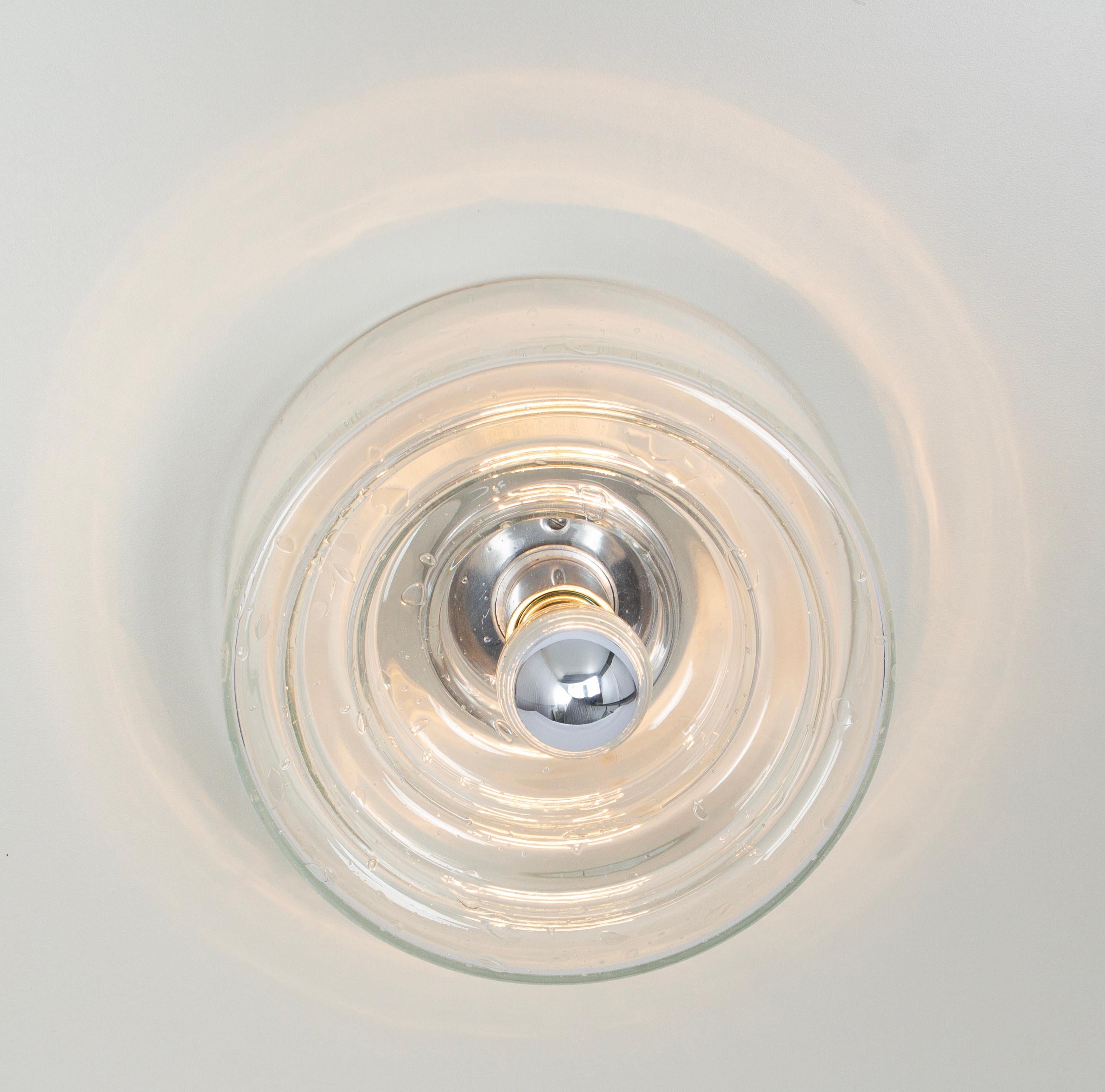 Mid-20th Century Large Space Age Clear Glass Wall Light by Kalmar, Germany, 1960s For Sale