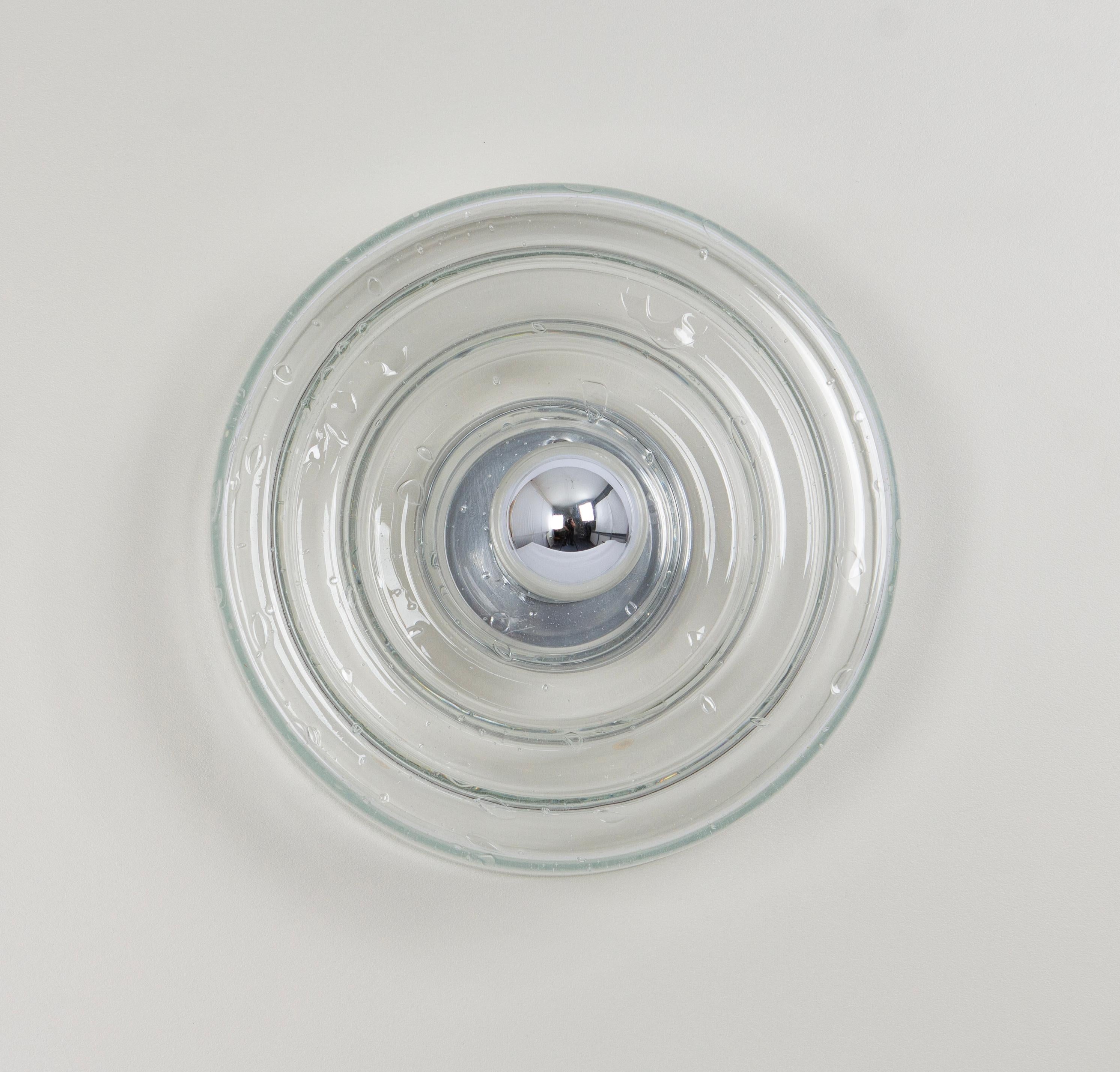 Metal Large Space Age Clear Glass Wall Light by Kalmar, Germany, 1960s For Sale