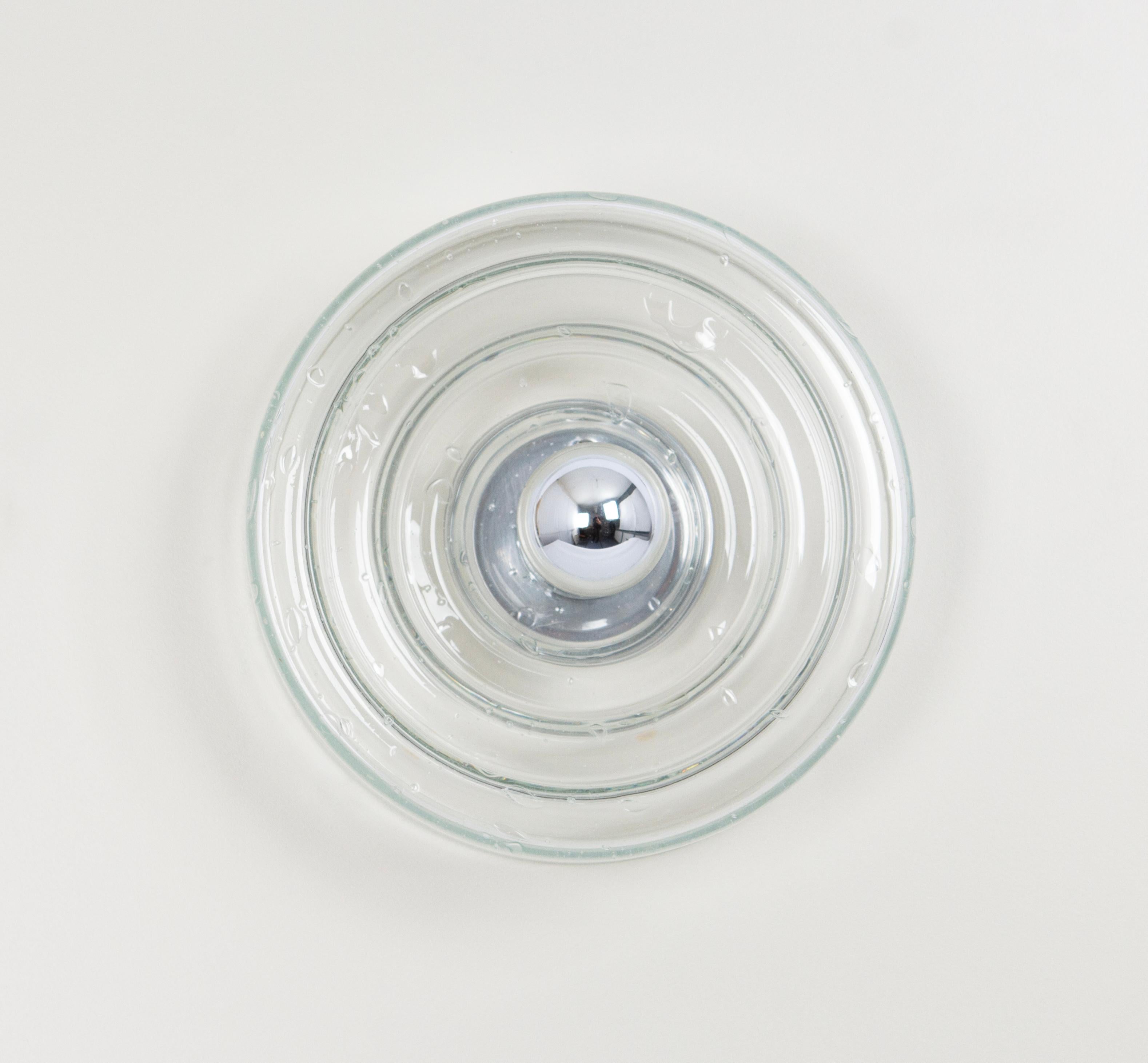 Large Space Age Clear Glass Wall Light by Kalmar, Germany, 1960s For Sale 1