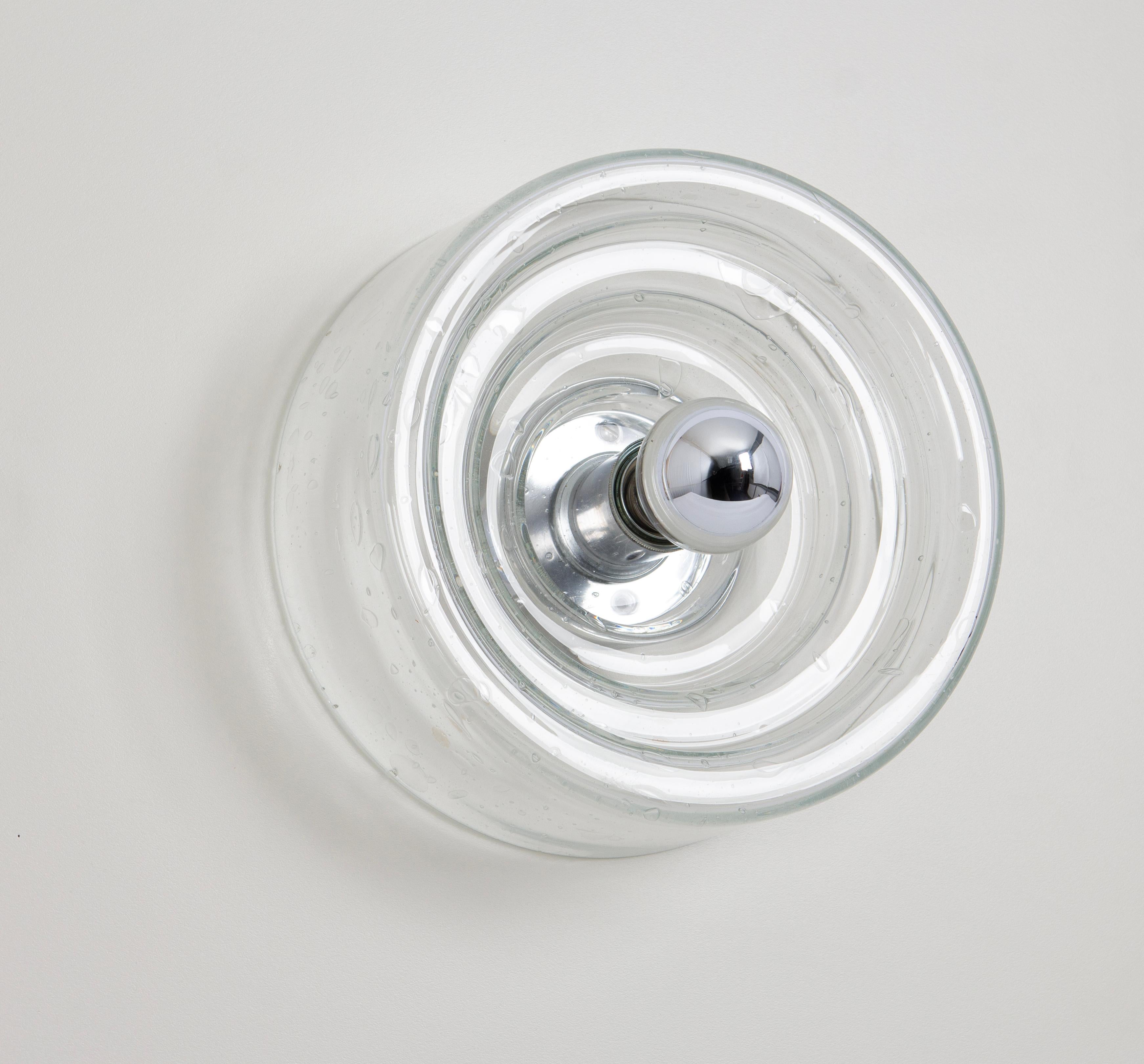 Large Space Age Clear Glass Wall Light by Kalmar, Germany, 1960s For Sale 3