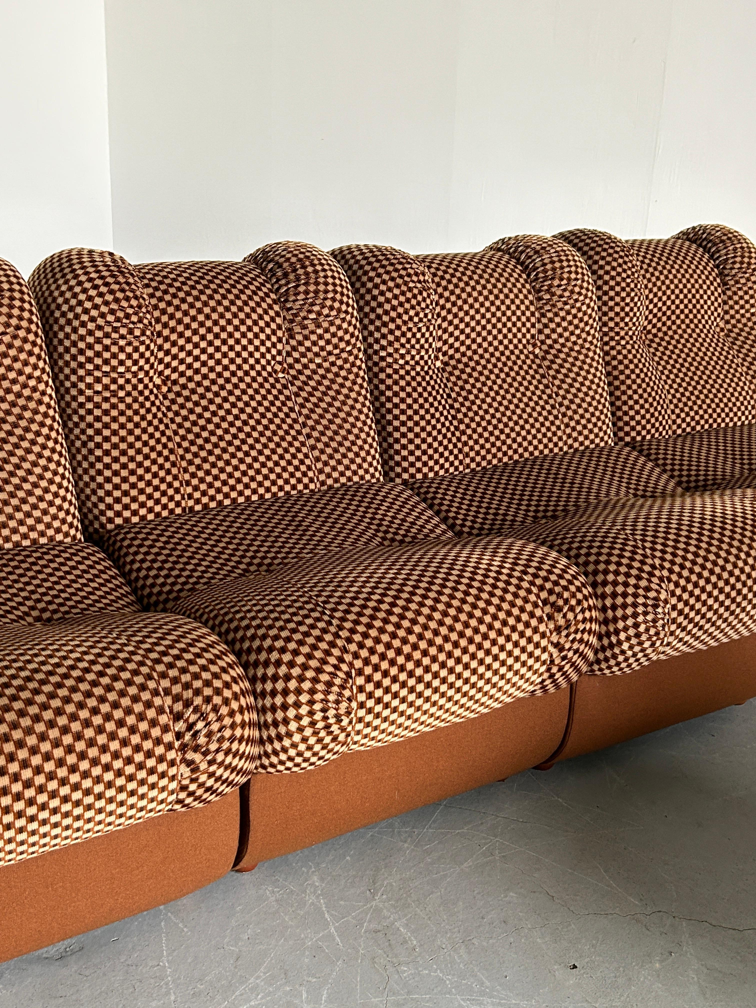Large Space Age Cloud Modular Sofa Set in Brown Striped Fabric, Italy 1960s For Sale 2
