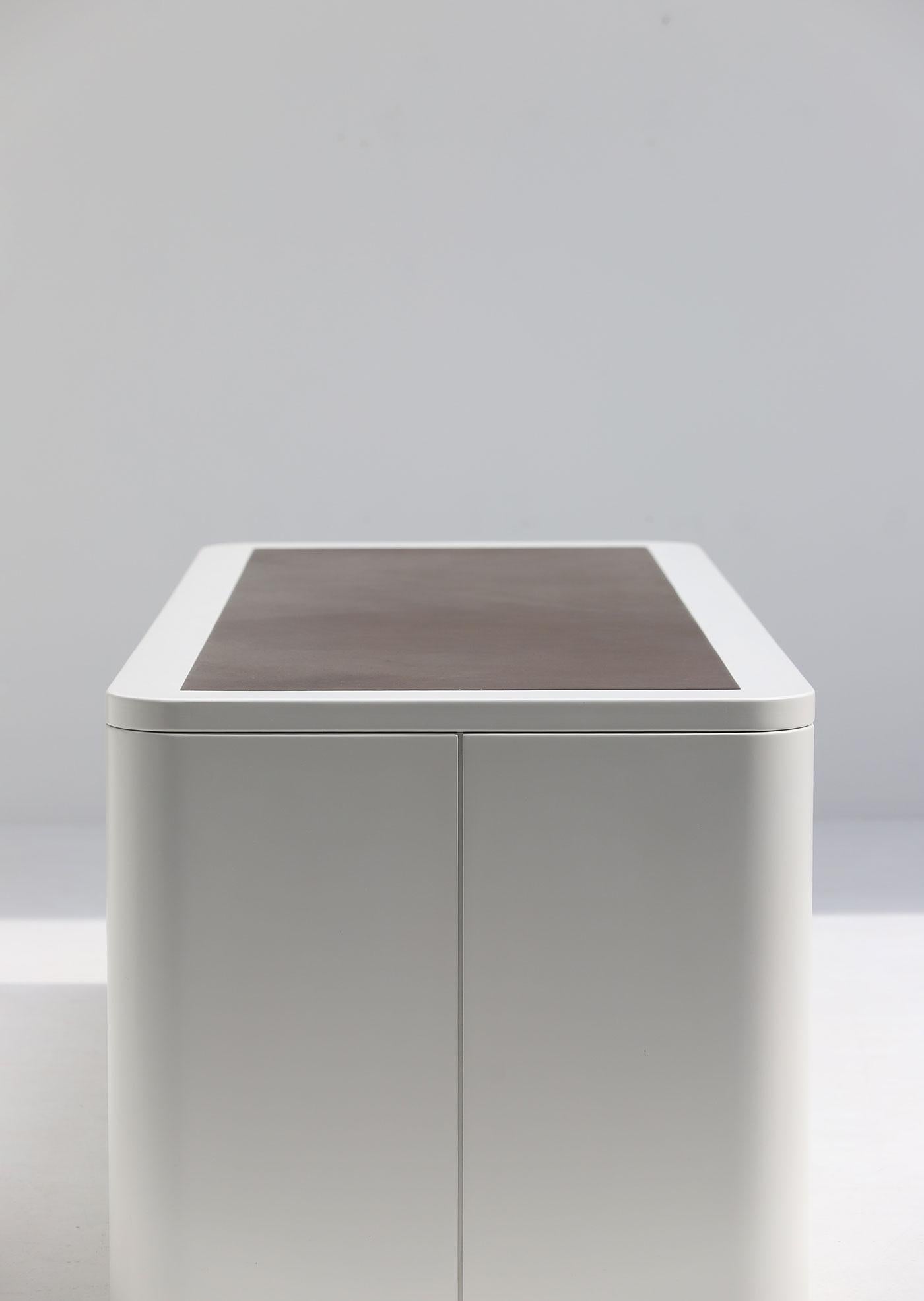 Leather Large space age desk designed by Frank De Clercq, Belgium 1972. For Sale