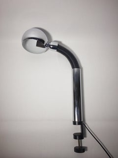 Large Space Age Italian Chrome Clamp Lamp from Targetti, 1970s