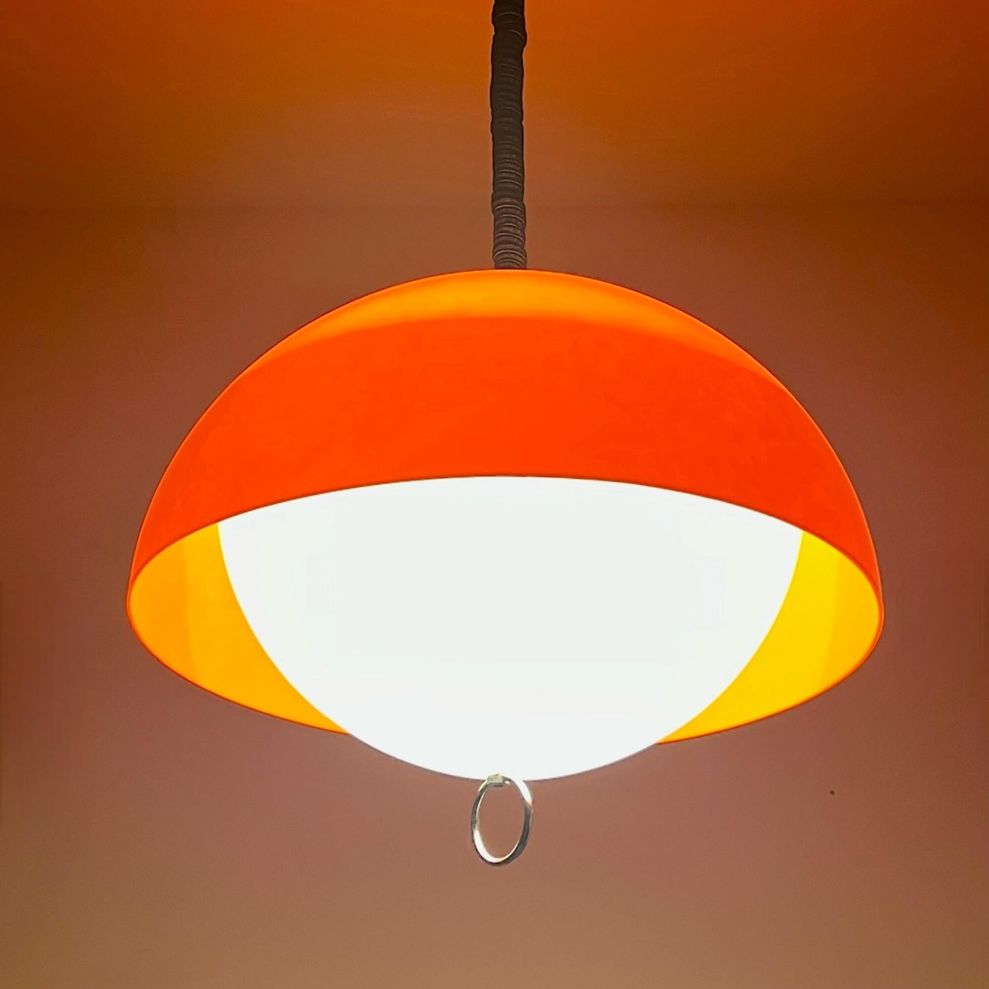Italian Large Space Age Lamp Orange Acrylic Lamp - Vintage Harvey Guzzini Style, 1970s