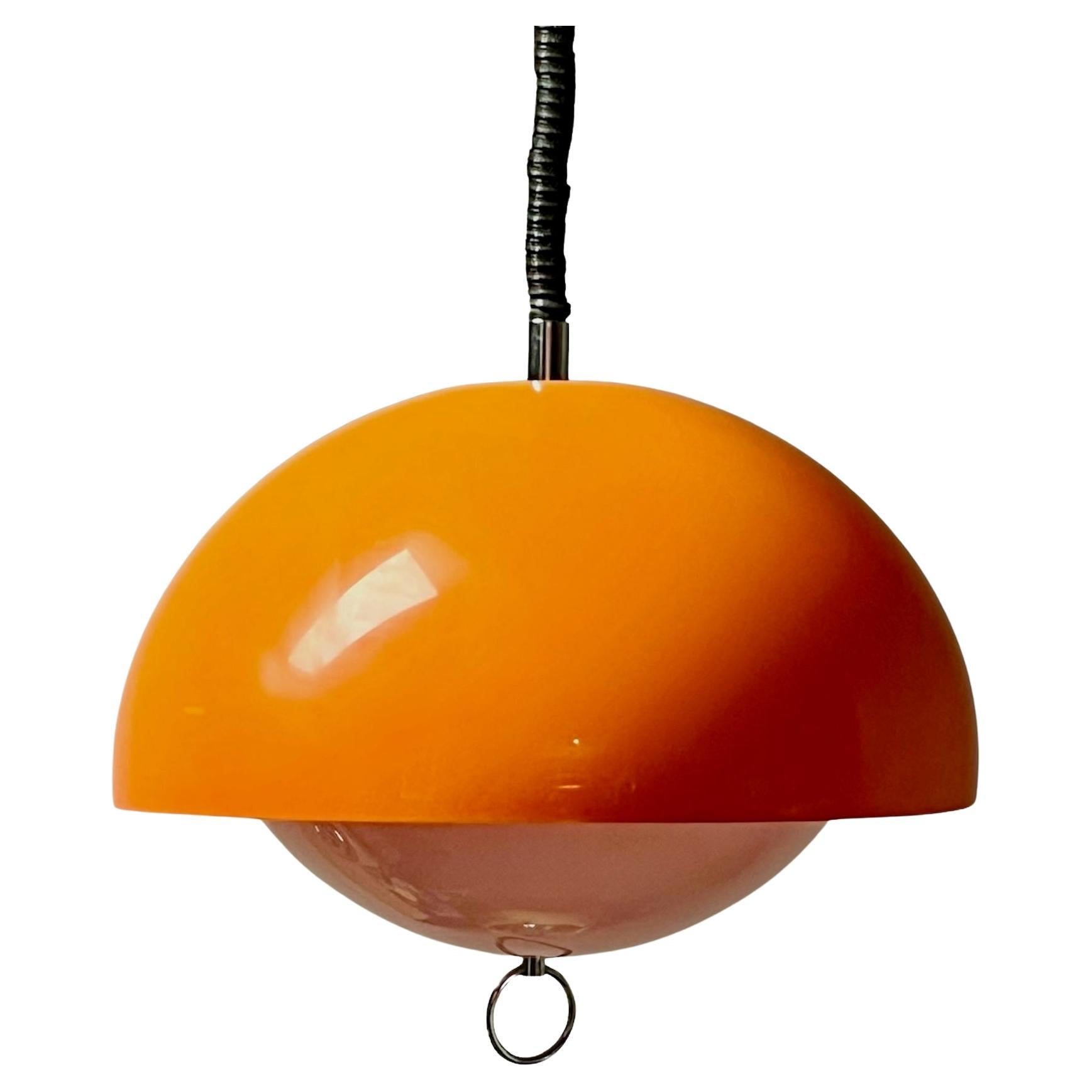  Large Space Age Lamp Orange Acrylic Lamp - Vintage Harvey Guzzini Style, 1970s