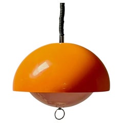  Large Space Age Lamp Orange Acrylic Lamp - Used Harvey Guzzini Style, 1970s