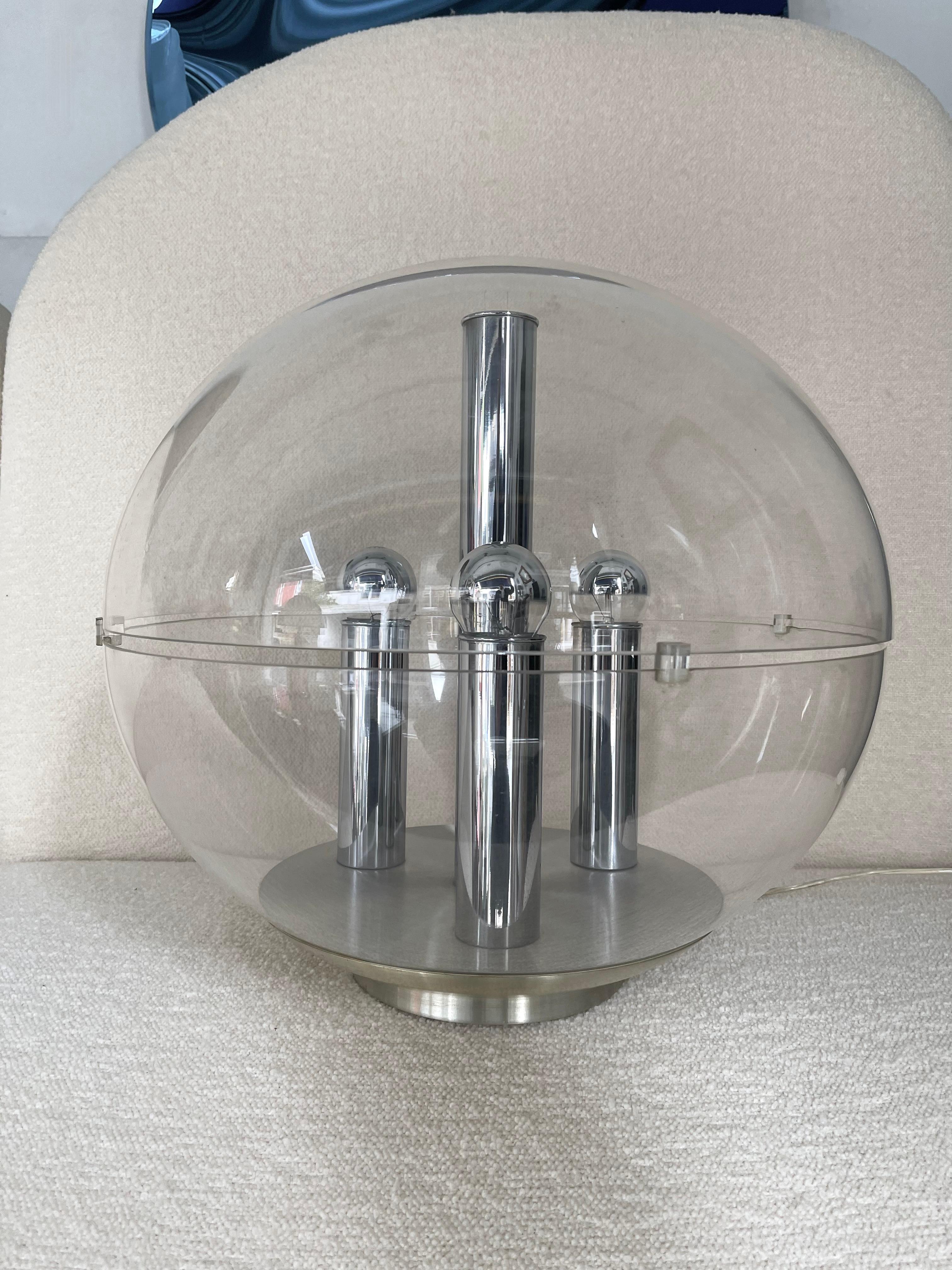 Large Space Age Lucite and Metal Ball Lamp, Italy, 1970s For Sale 2