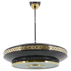 Vintage Large Space Age Metal 
Brass Pendant by LUDIB Bratislava, Czechoslovakia, 1960s