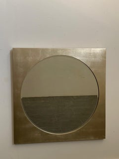 Large Space Age Mirror in Silver Leaf Finished Wood, 1970s