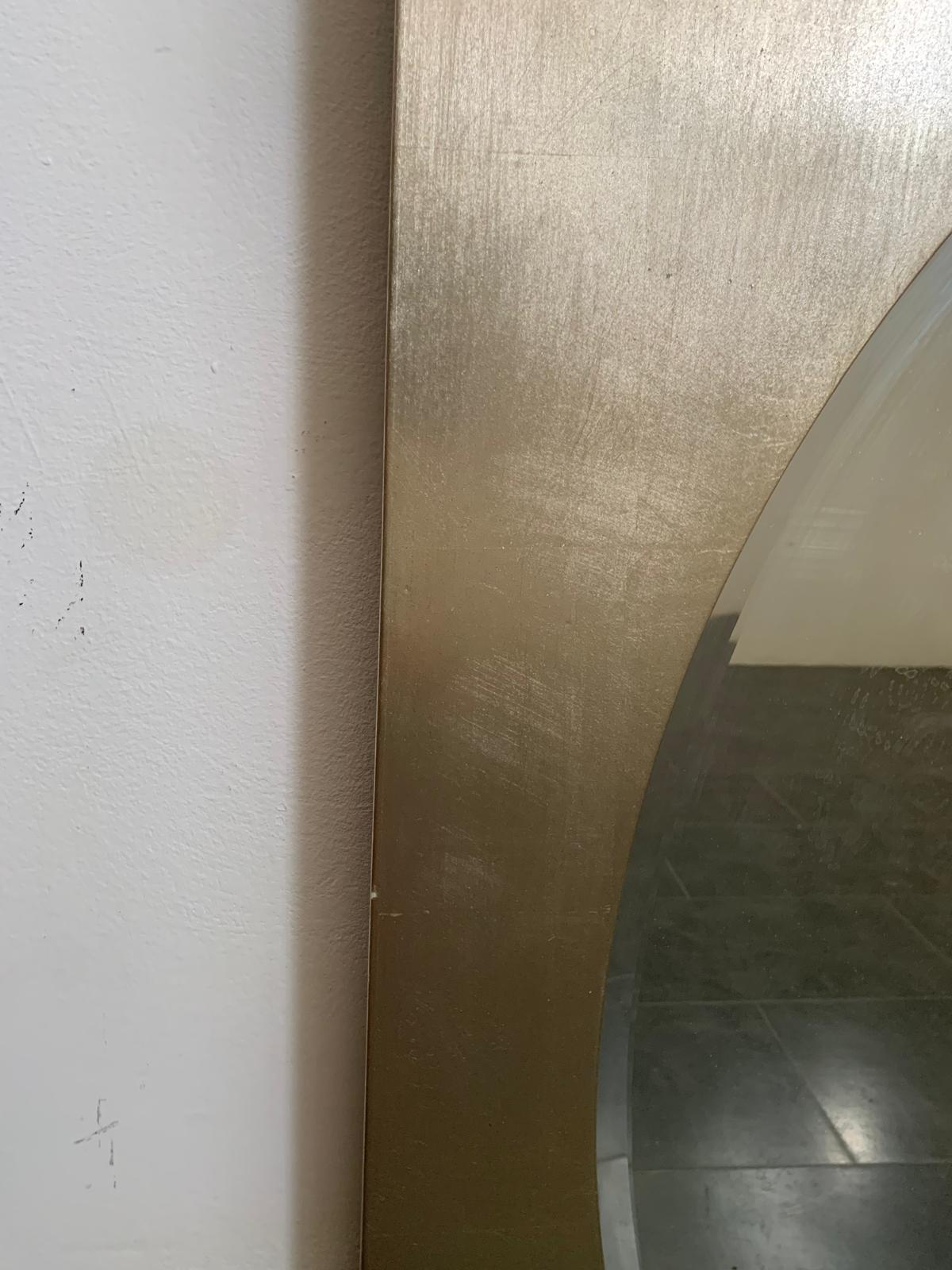 Grande specchio A Space Age in legno con finitura a foglia d'argento, anni '70 in vendita 3