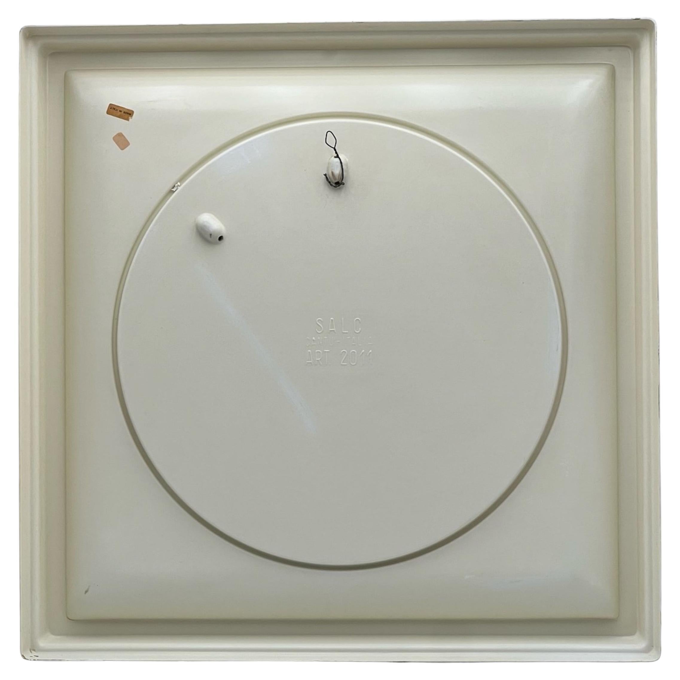 Verre Grand miroir mural en plastique de l'ère spatiale beige de SALC Cantu, 1970