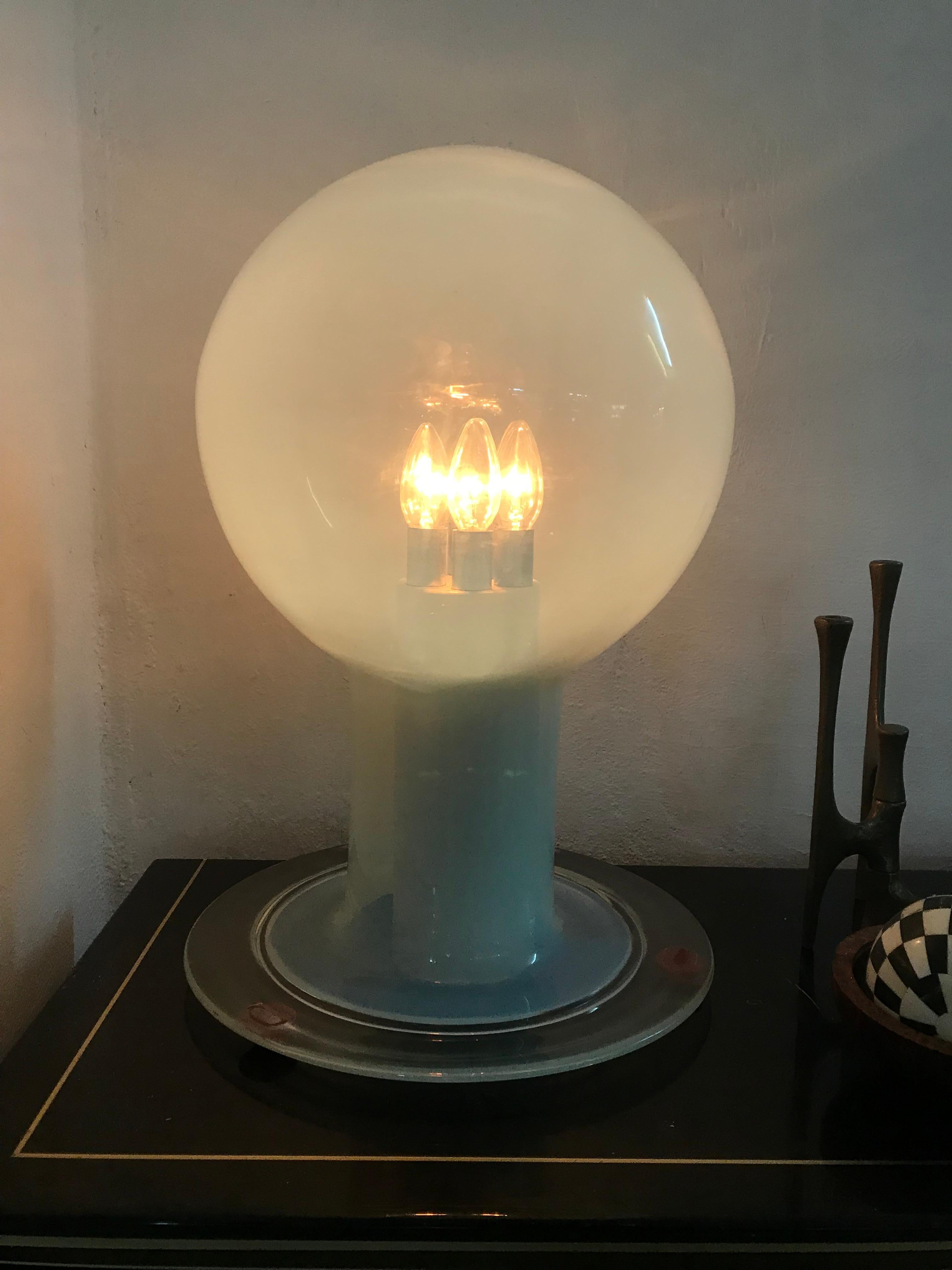 Blown Glass Large Space Age Table Lamp by Renato Toso for Leucos in Murano Glass For Sale
